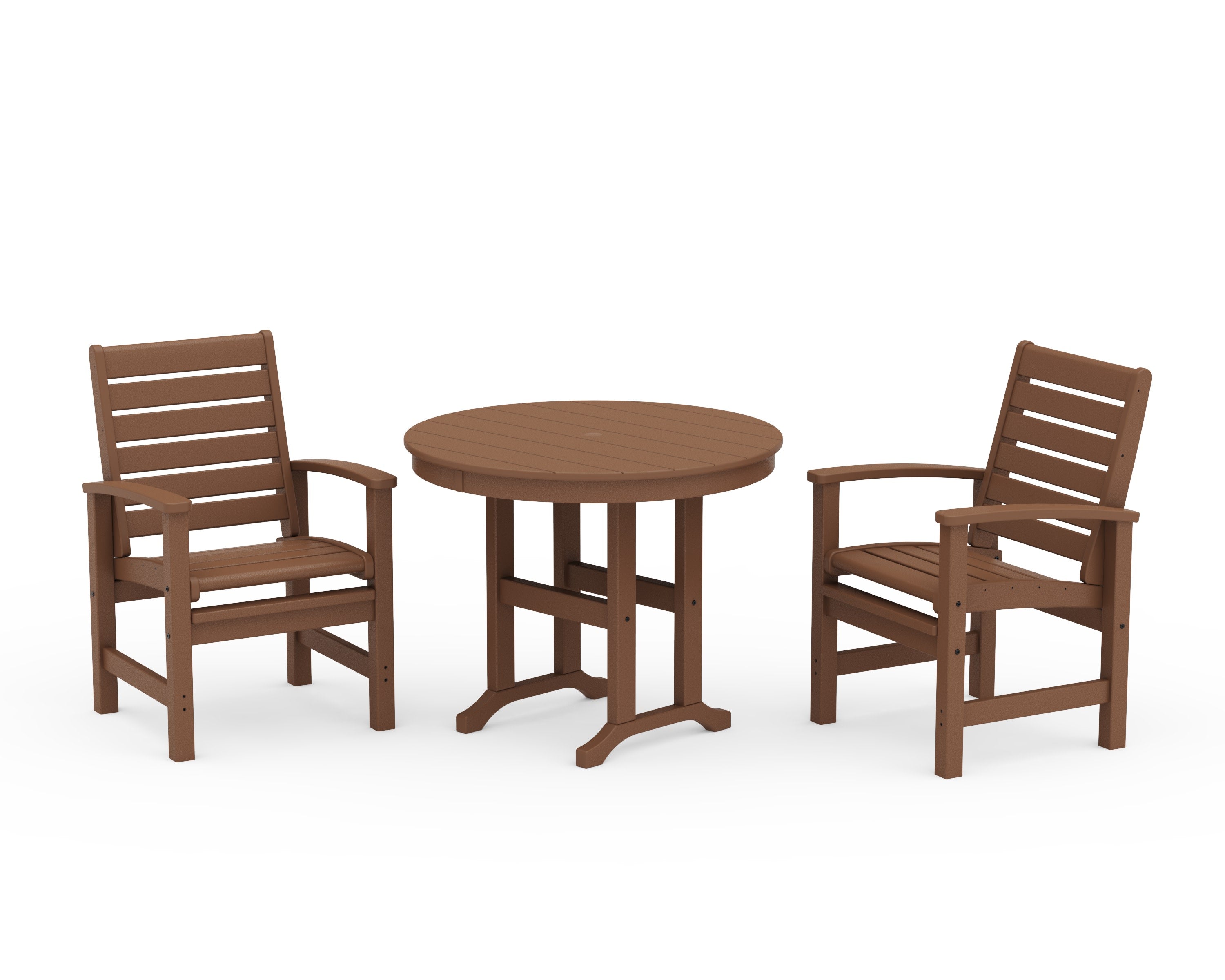 Signature 3-Piece Round Farmhouse Dining Set in Teak