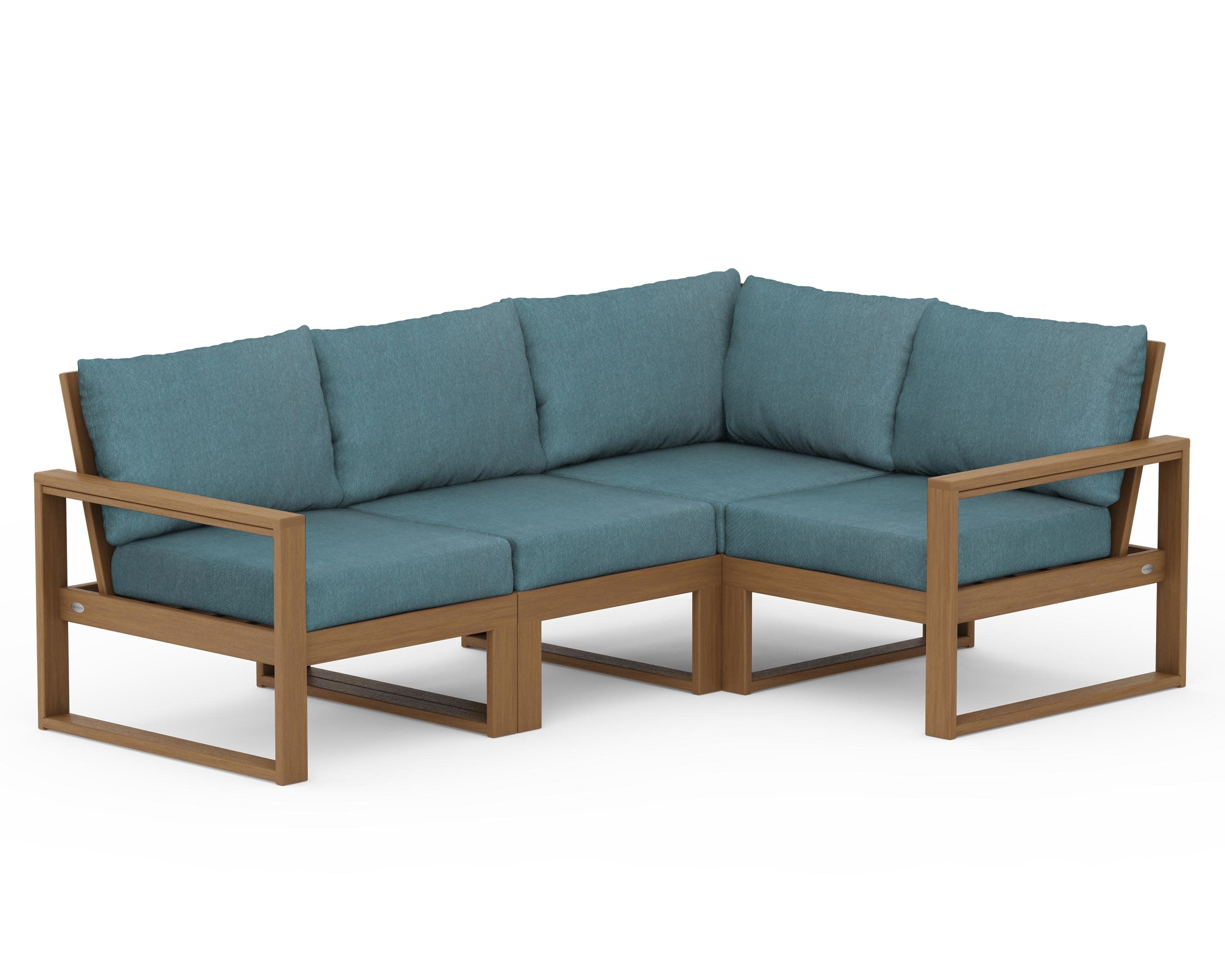 EDGE 4-Piece Modular Deep Seating Set in Natural / Ocean Teal