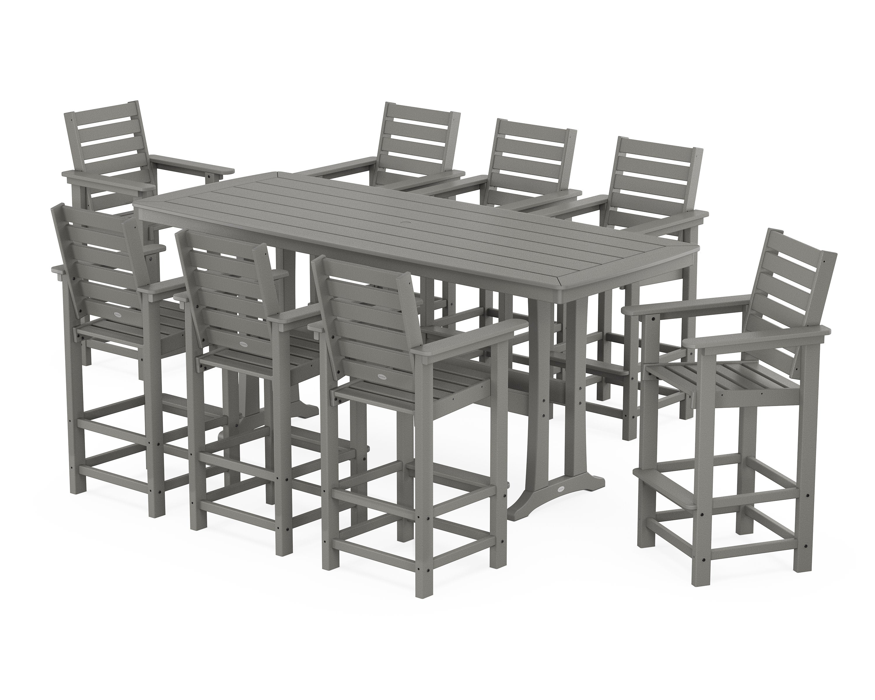 Captain 9-Piece Bar Set with Trestle Legs in Slate Grey