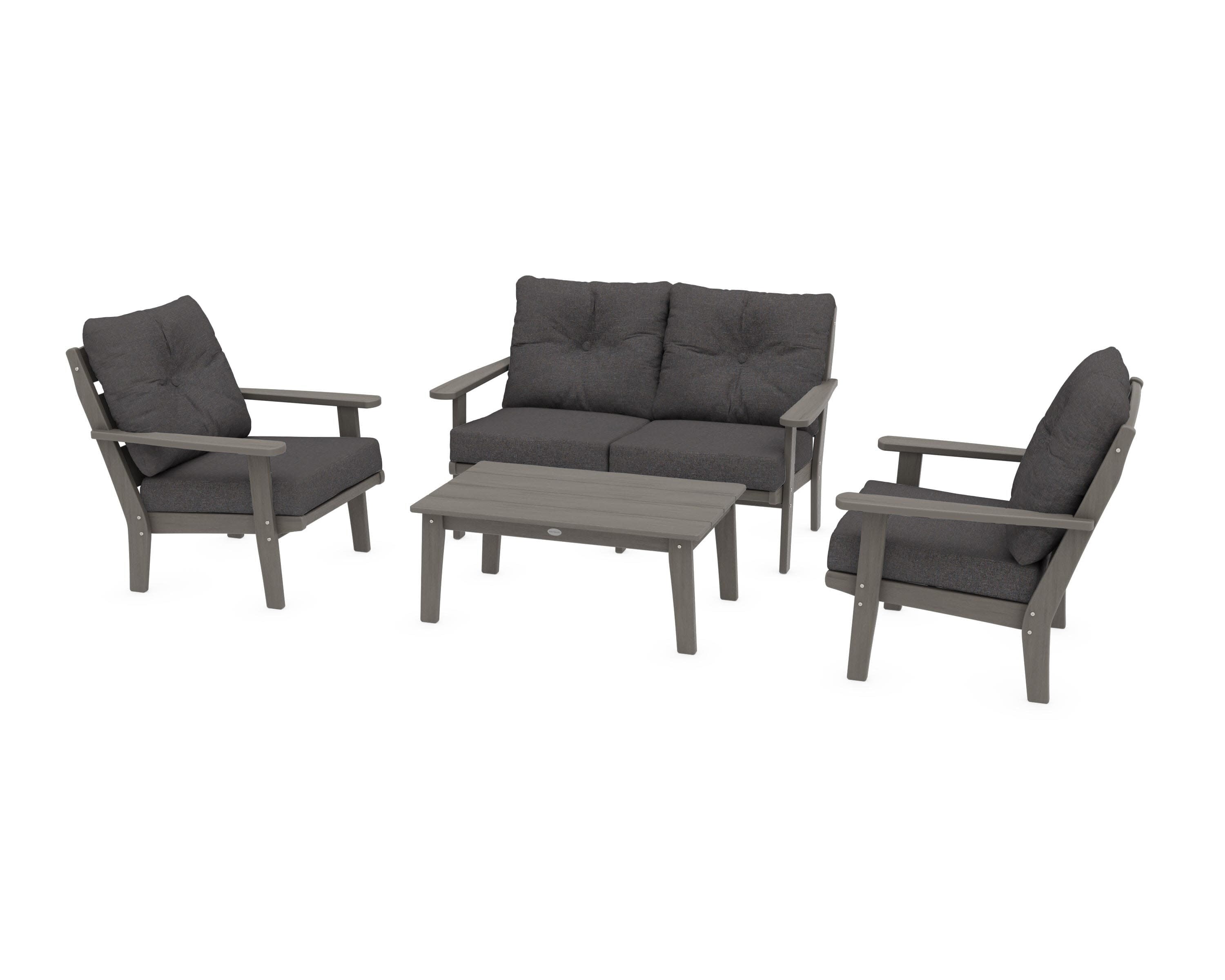 Lakeside 4-Piece Deep Seating Set in Driftwood / Ash Charcoal