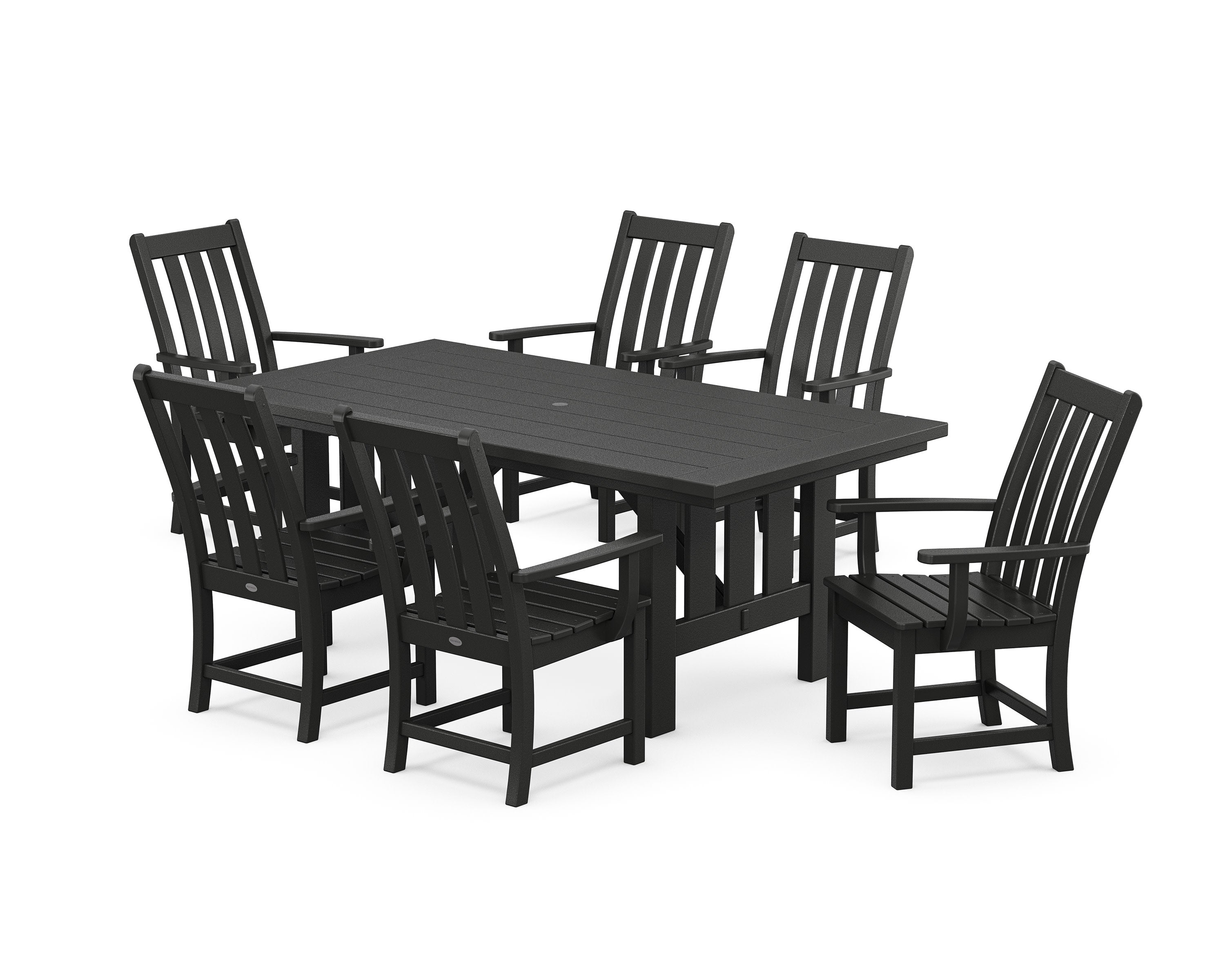 Vineyard Arm Chair 7-Piece Mission Dining Set in Black