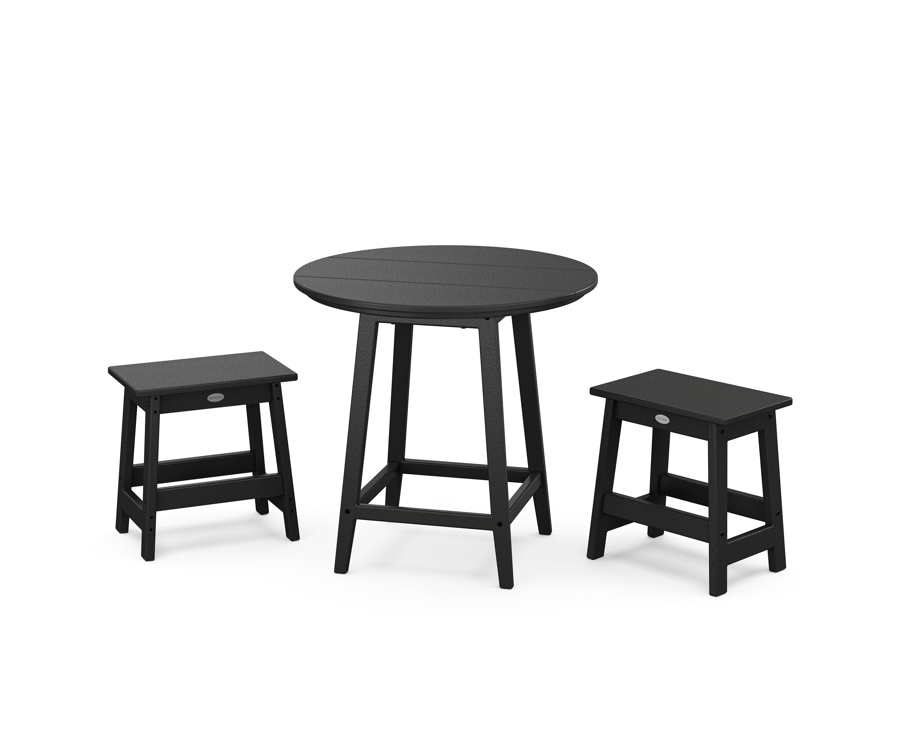 Modern Studio Stool 3-Piece Round Bistro Set in Black