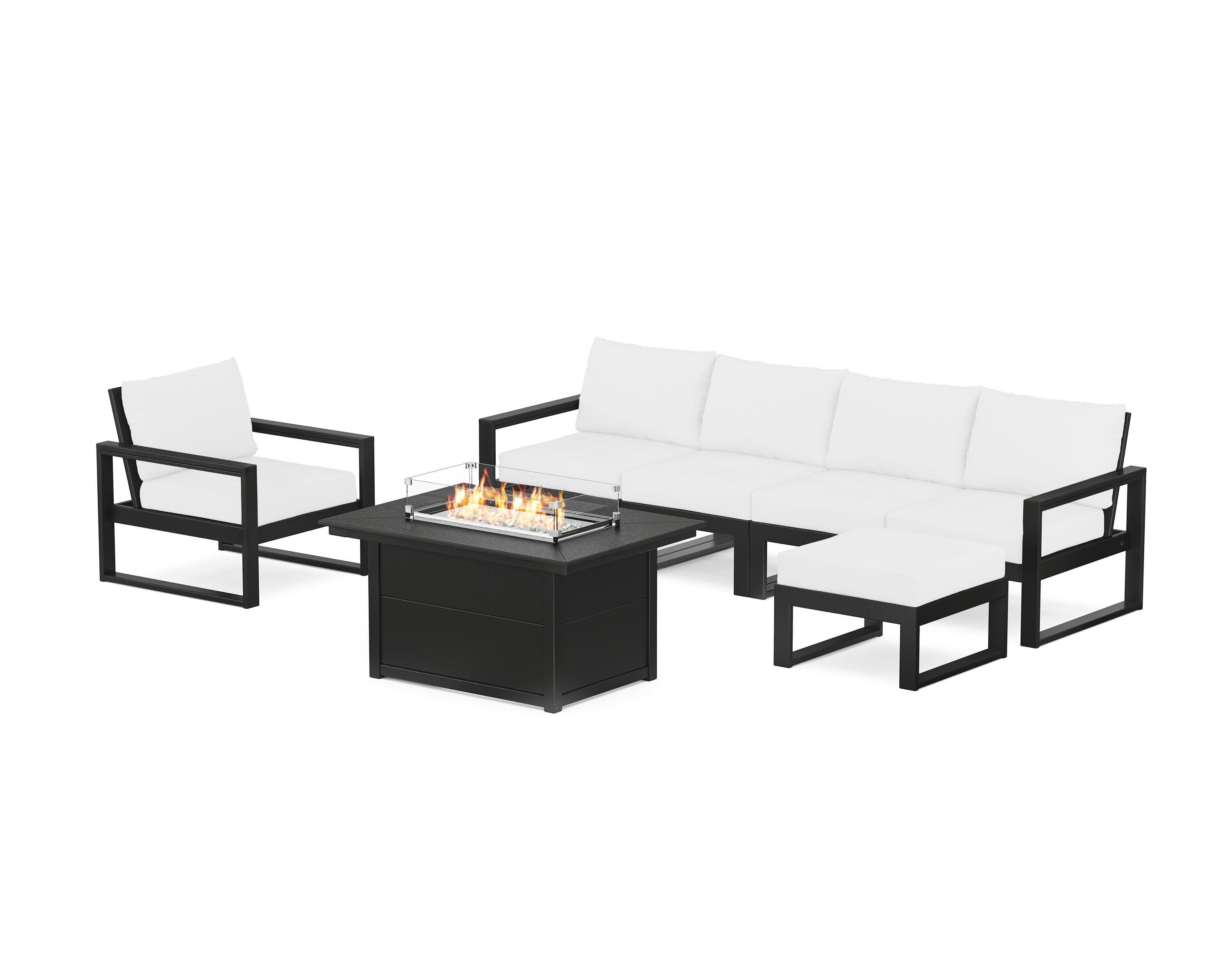 EDGE Sectional Lounge and Fire Pit Set in Black / Natural