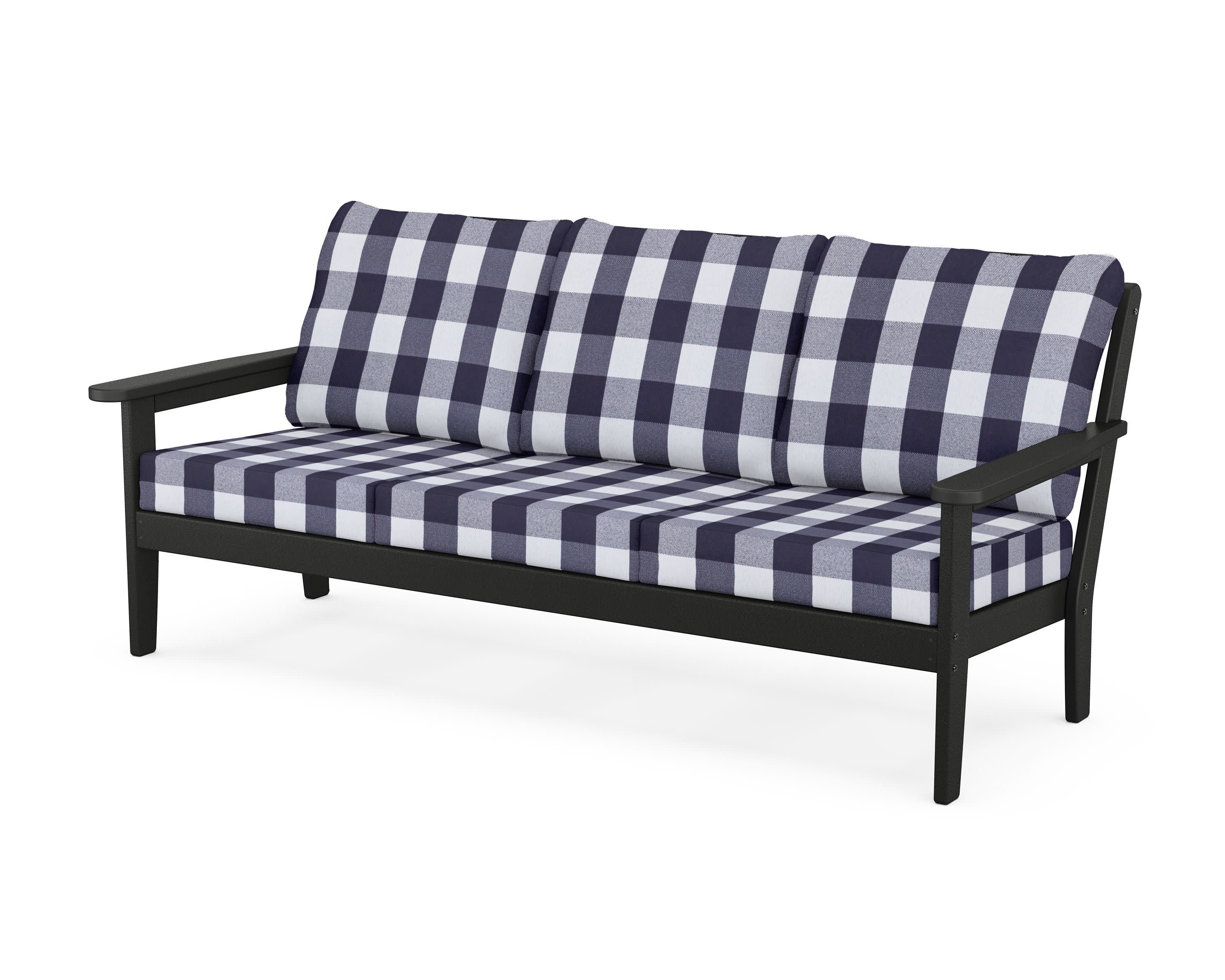 Cottage Deep Seating Sofa in Black / Buffalo Plaid Navy