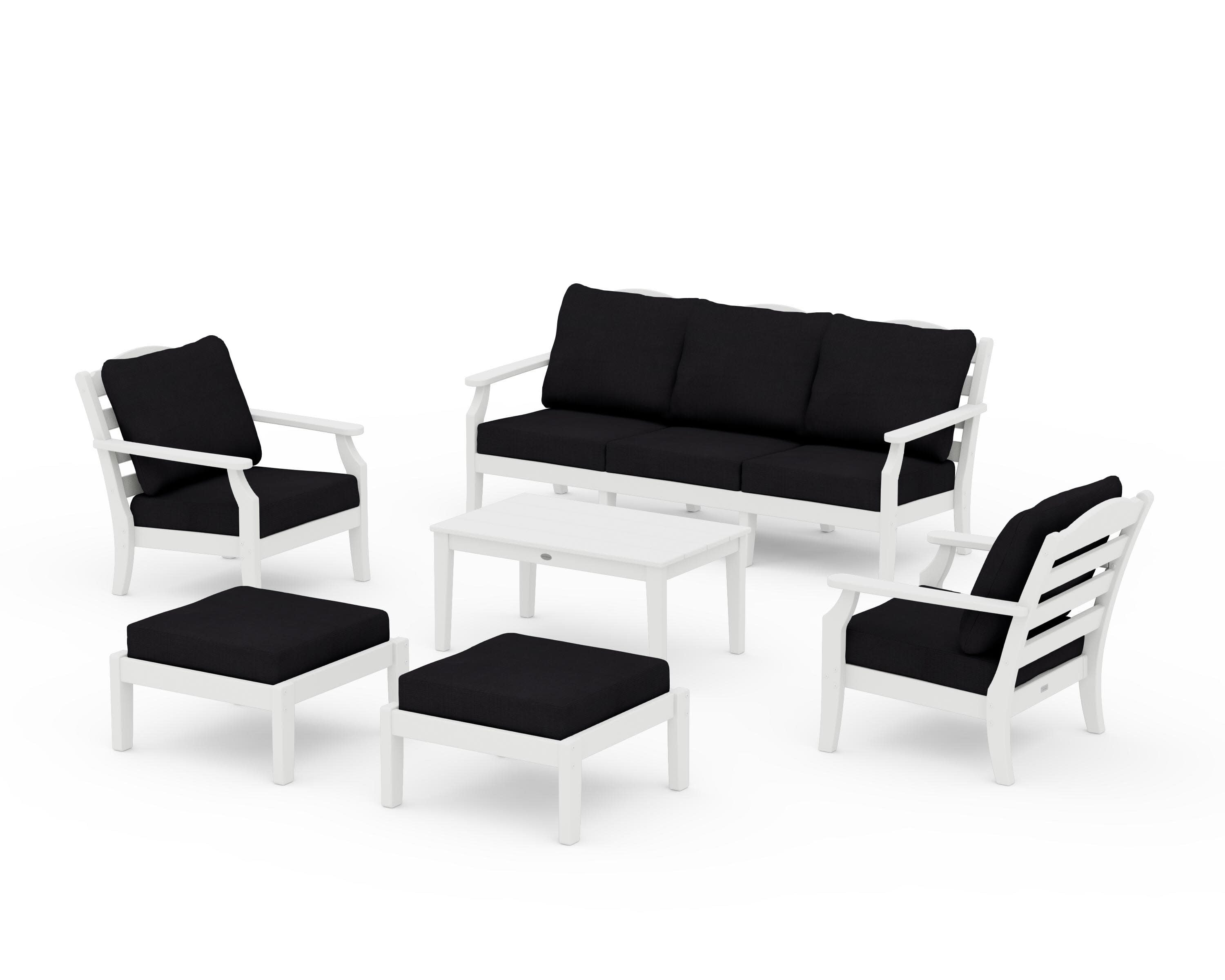 Savannah 6-Piece Lounge Sofa Set in Vintage White / Midnight Linen