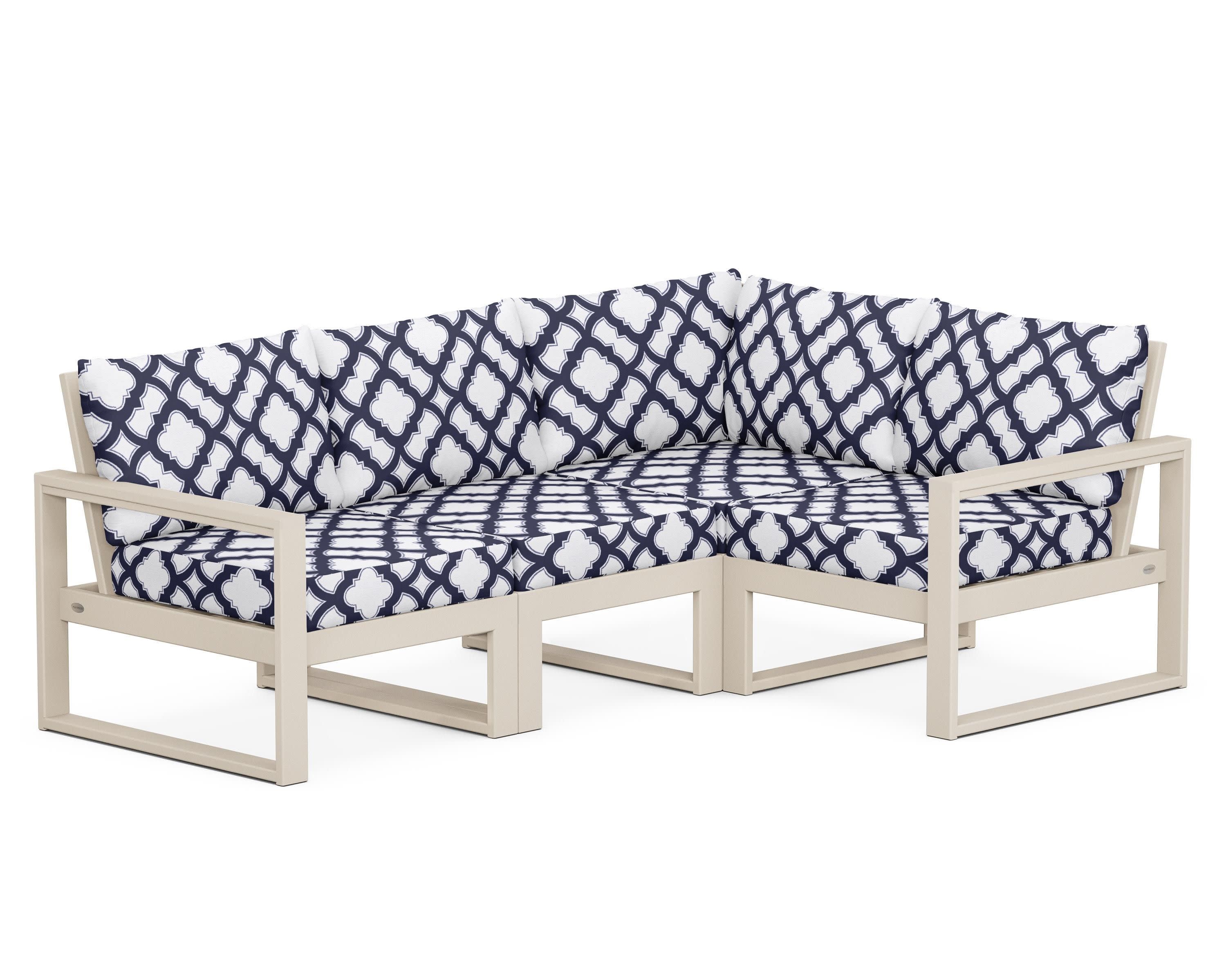 EDGE 4-Piece Modular Deep Seating Set in Sand / Trellis Navy