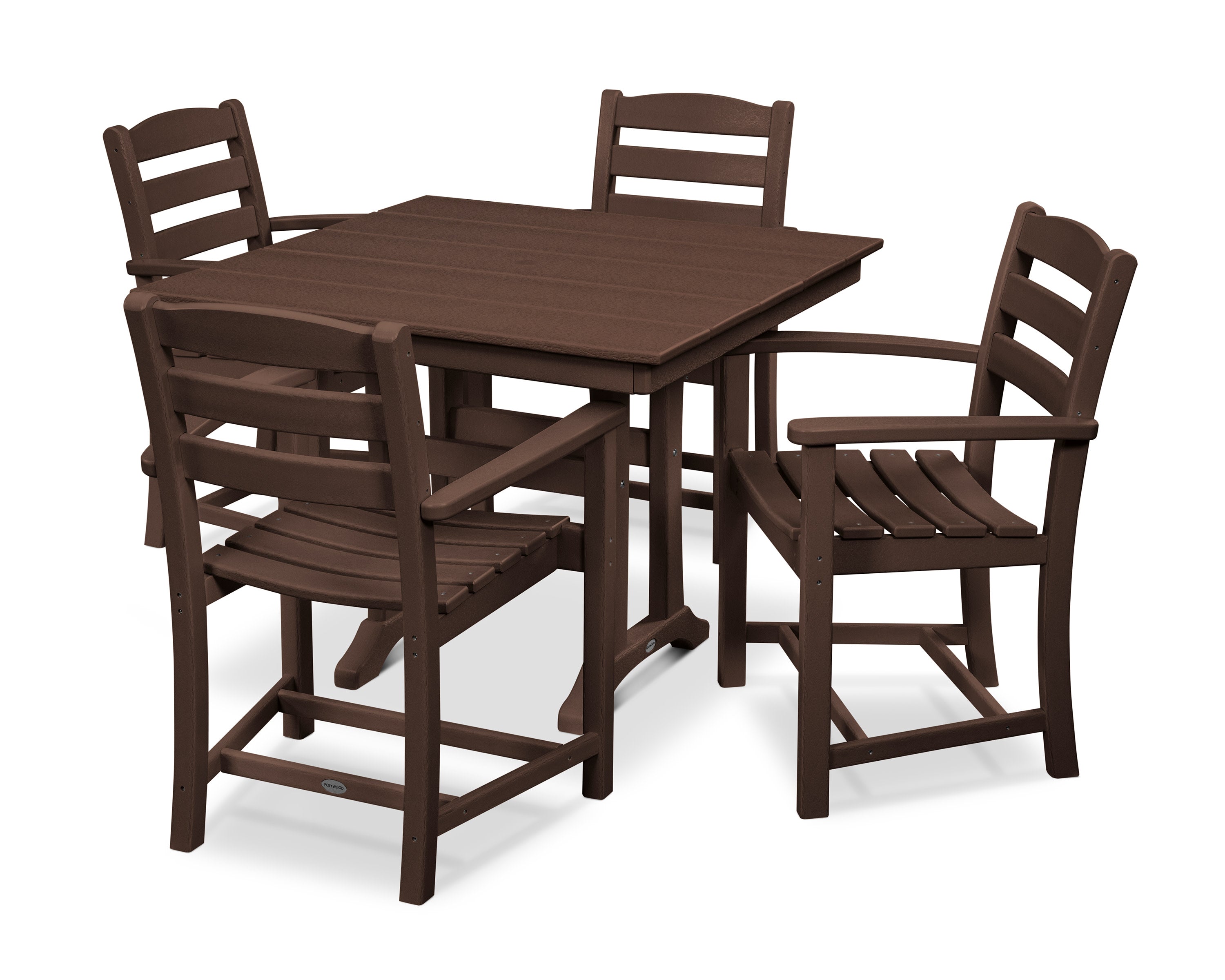 La Casa Caf 5-Piece Farmhouse Trestle Arm Chair Dining Set in Mahogany