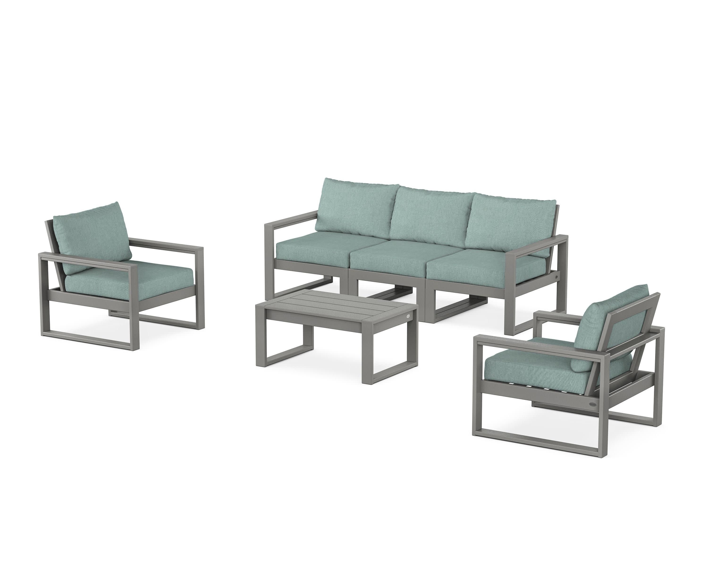 EDGE Sectional 4-Piece Deep Seating Set with Sofa in Slate Grey / Glacier Spa