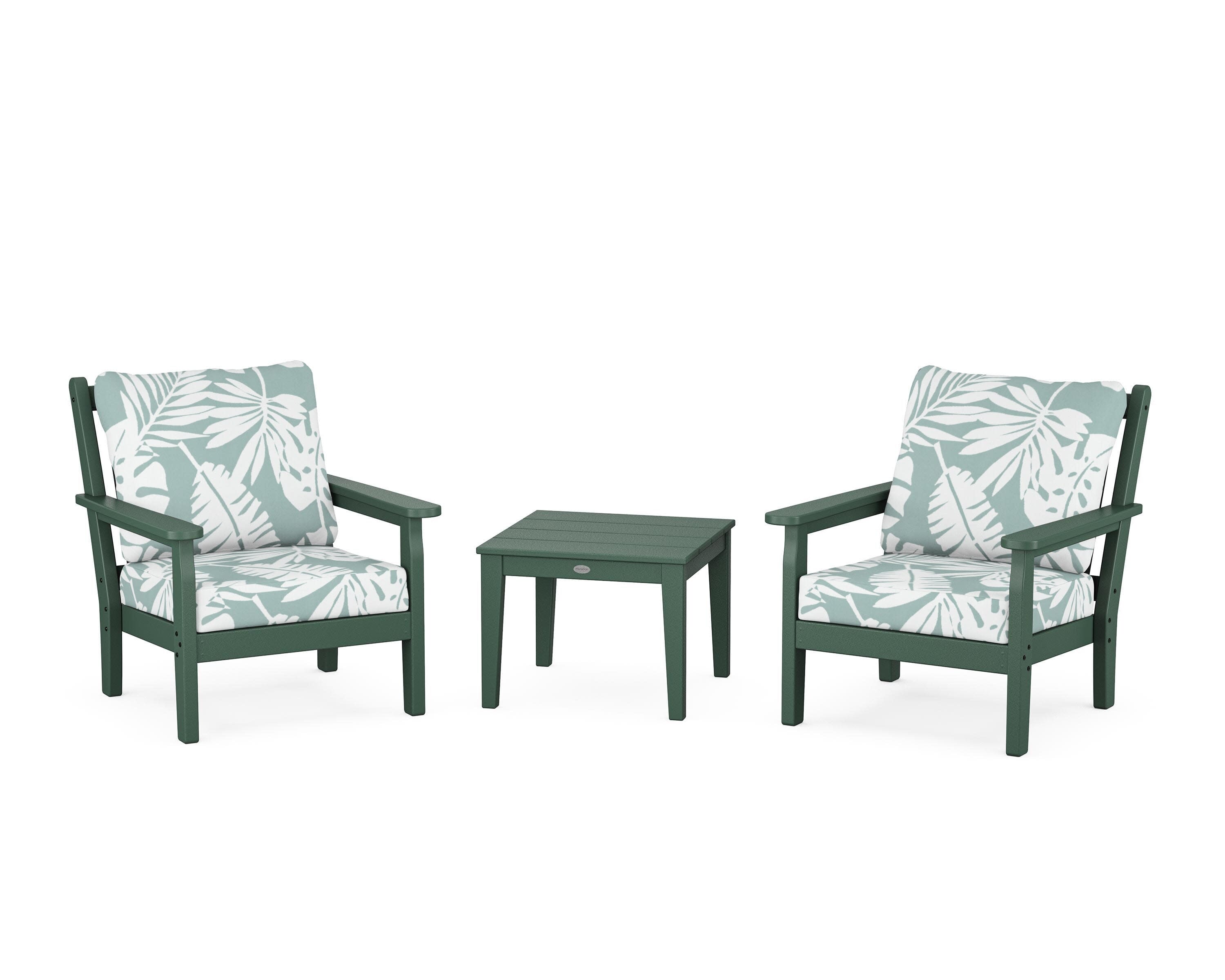 Chippendale 3-Piece Deep Seating Set in Green / Leaf Glacier Spa