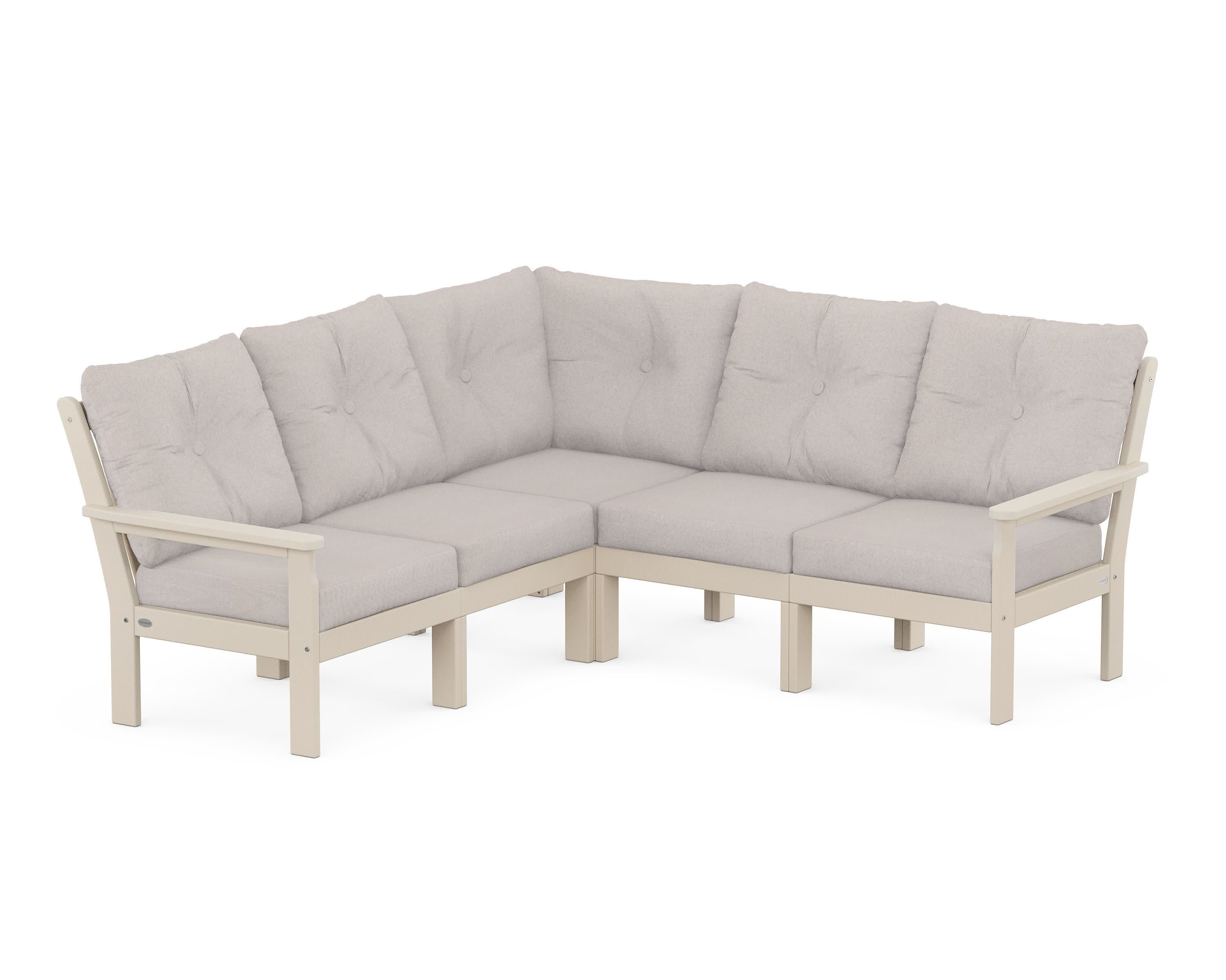 Vineyard 5-Piece Sectional in Sand / Dune Burlap