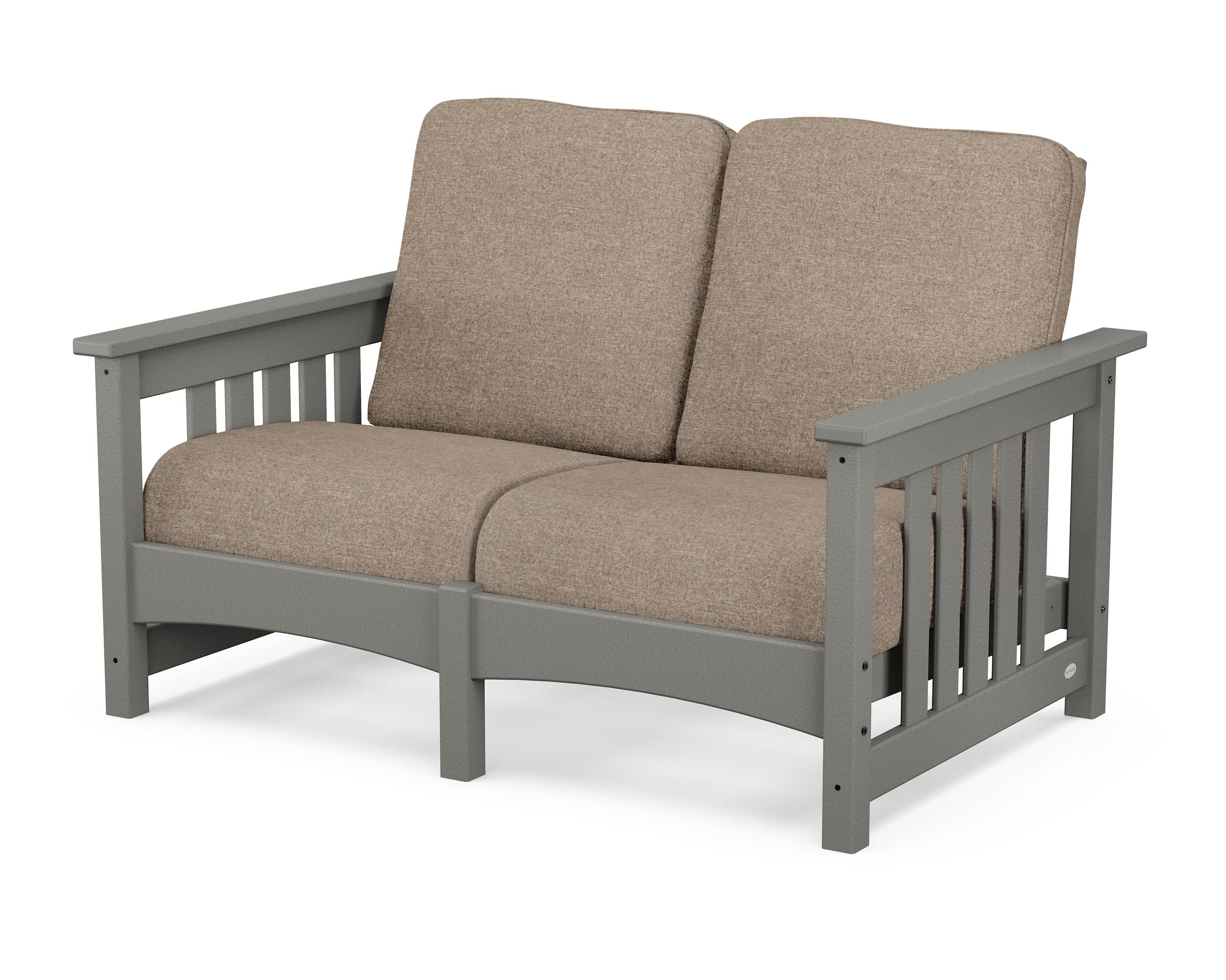 Club Mission Loveseat in Slate Grey / Spiced Burlap