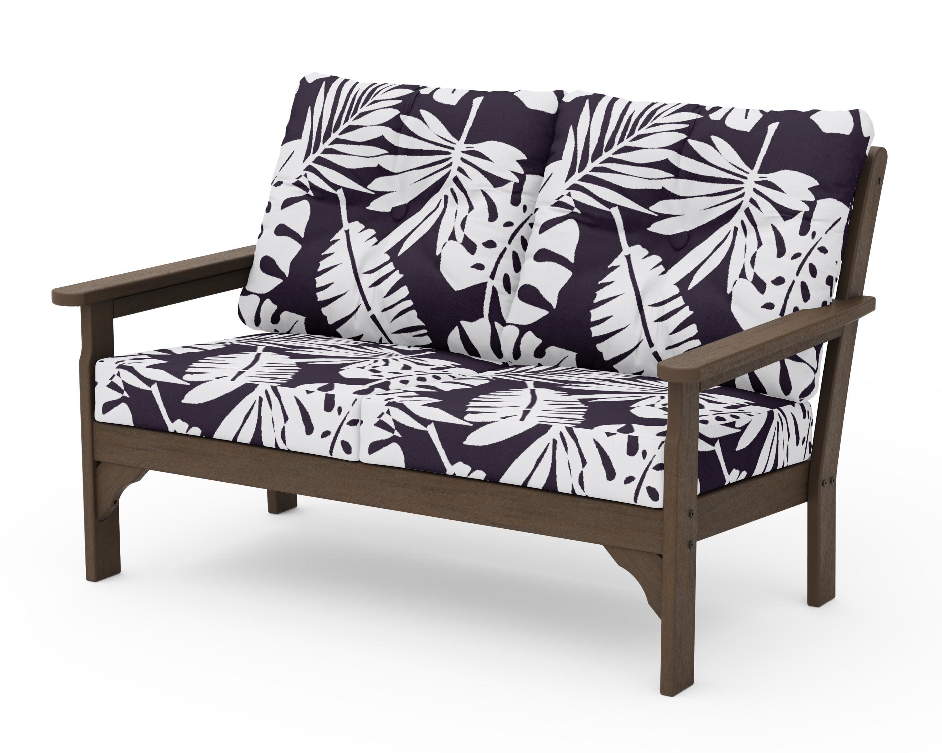 Vineyard Deep Seating Loveseat in Kona / Leaf Navy