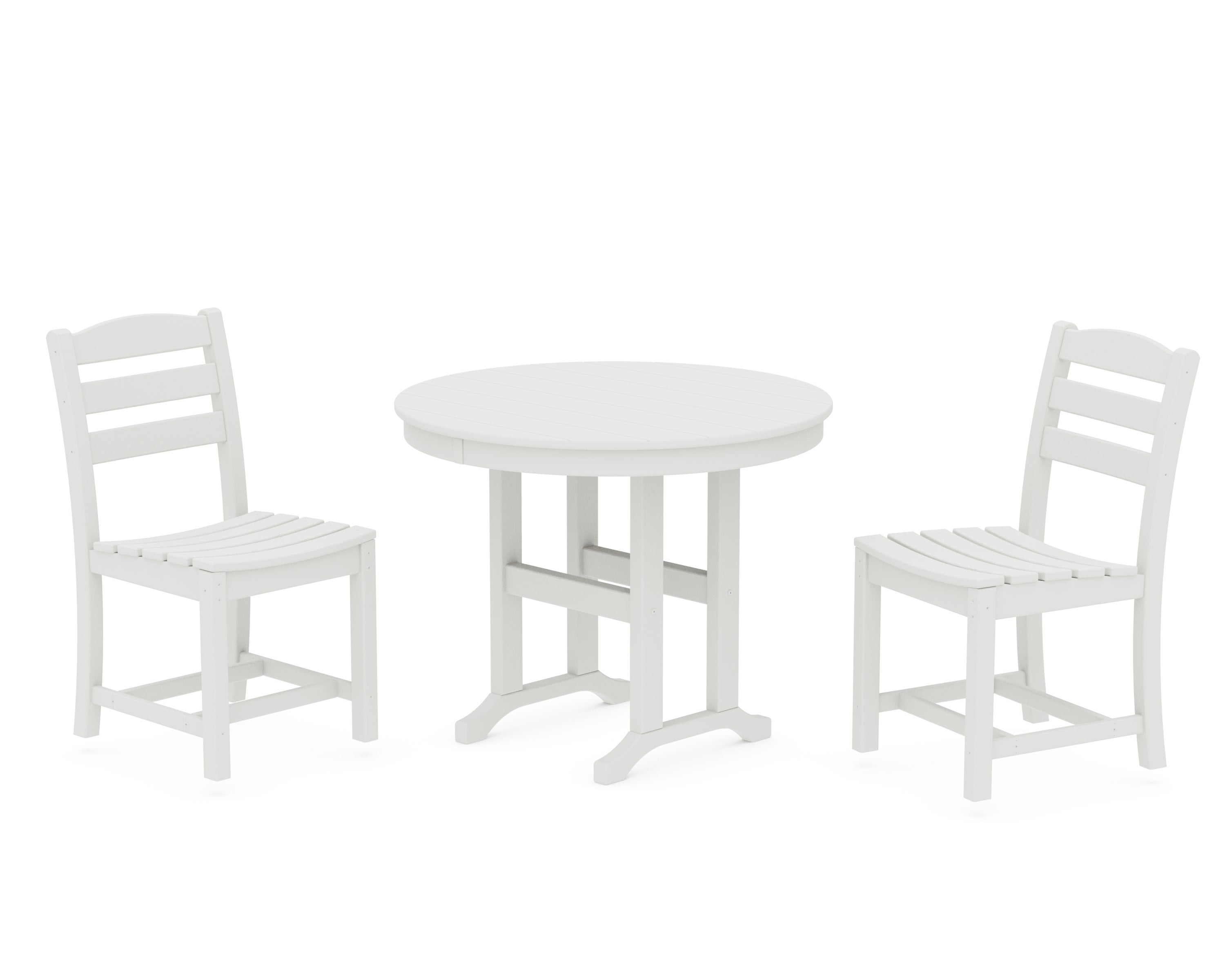La Casa Caf Side Chair 3-Piece Round Dining Set in Vintage White
