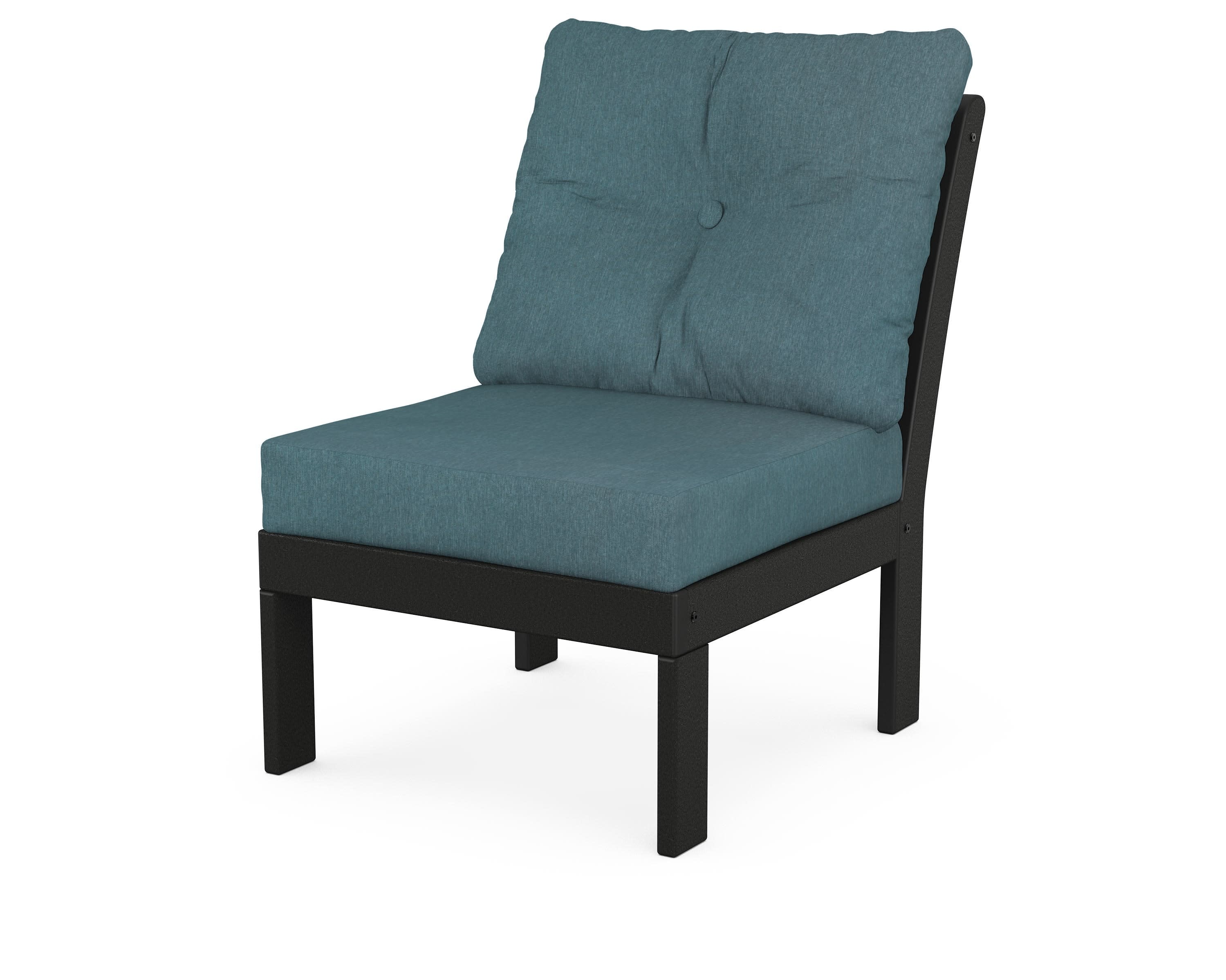 Vineyard Modular Armless Chair in Black / Ocean Teal