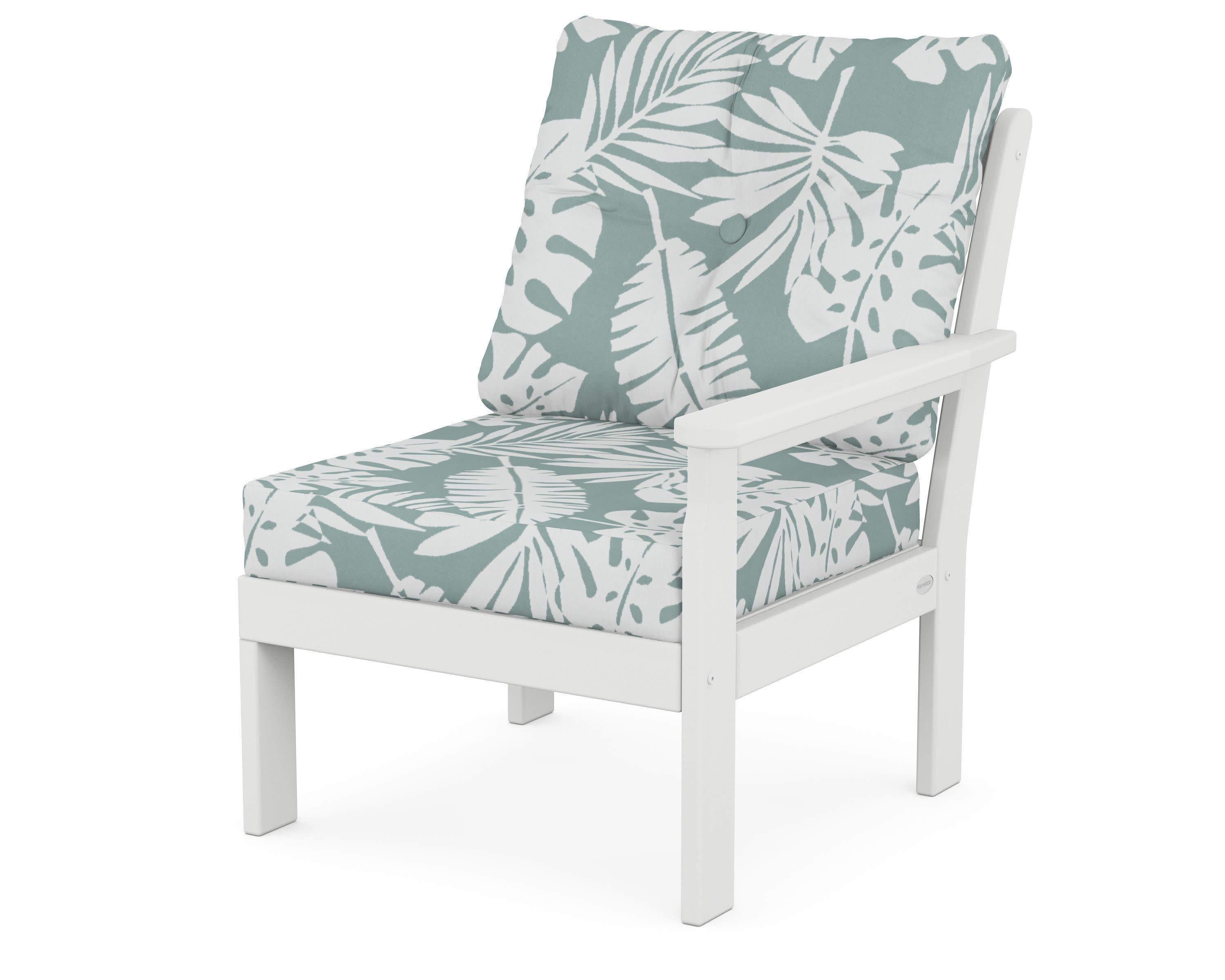 Vineyard Modular Right Arm Chair in White / Leaf Glacier Spa