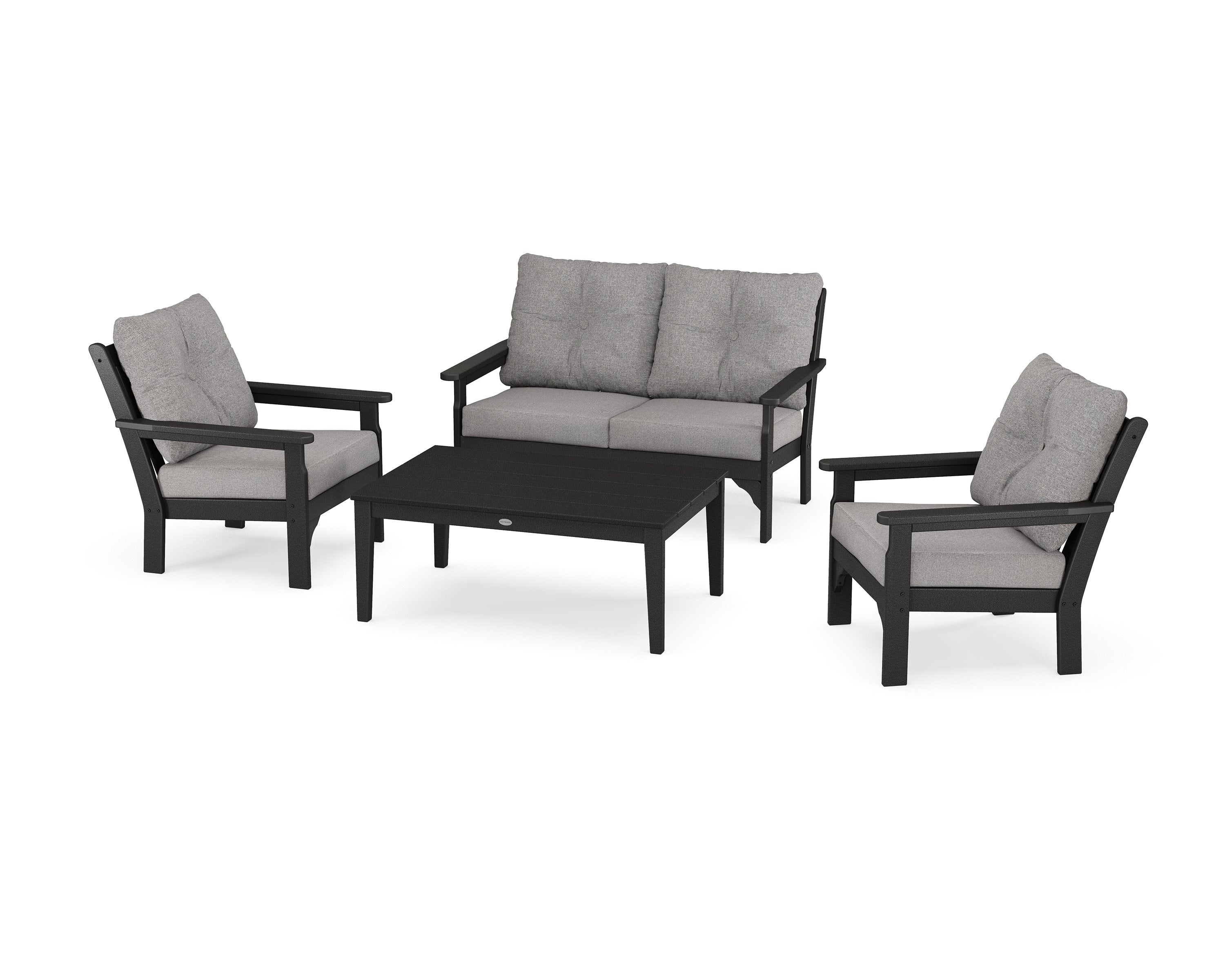 Vineyard 4-Piece Deep Seating Set in Black / Grey Mist