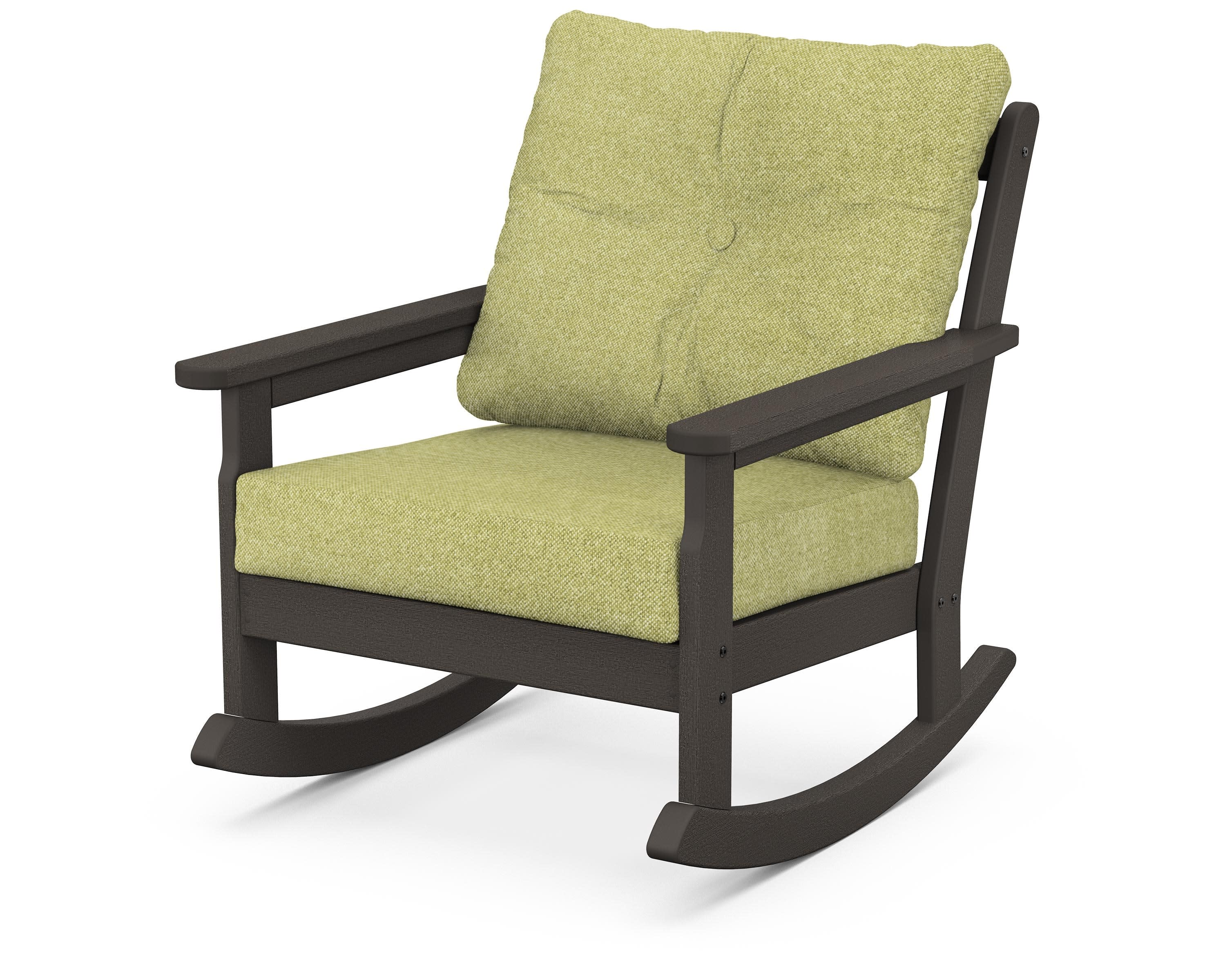 Vineyard Deep Seating Rocking Chair in Vintage Coffee / Chartreuse Boucle