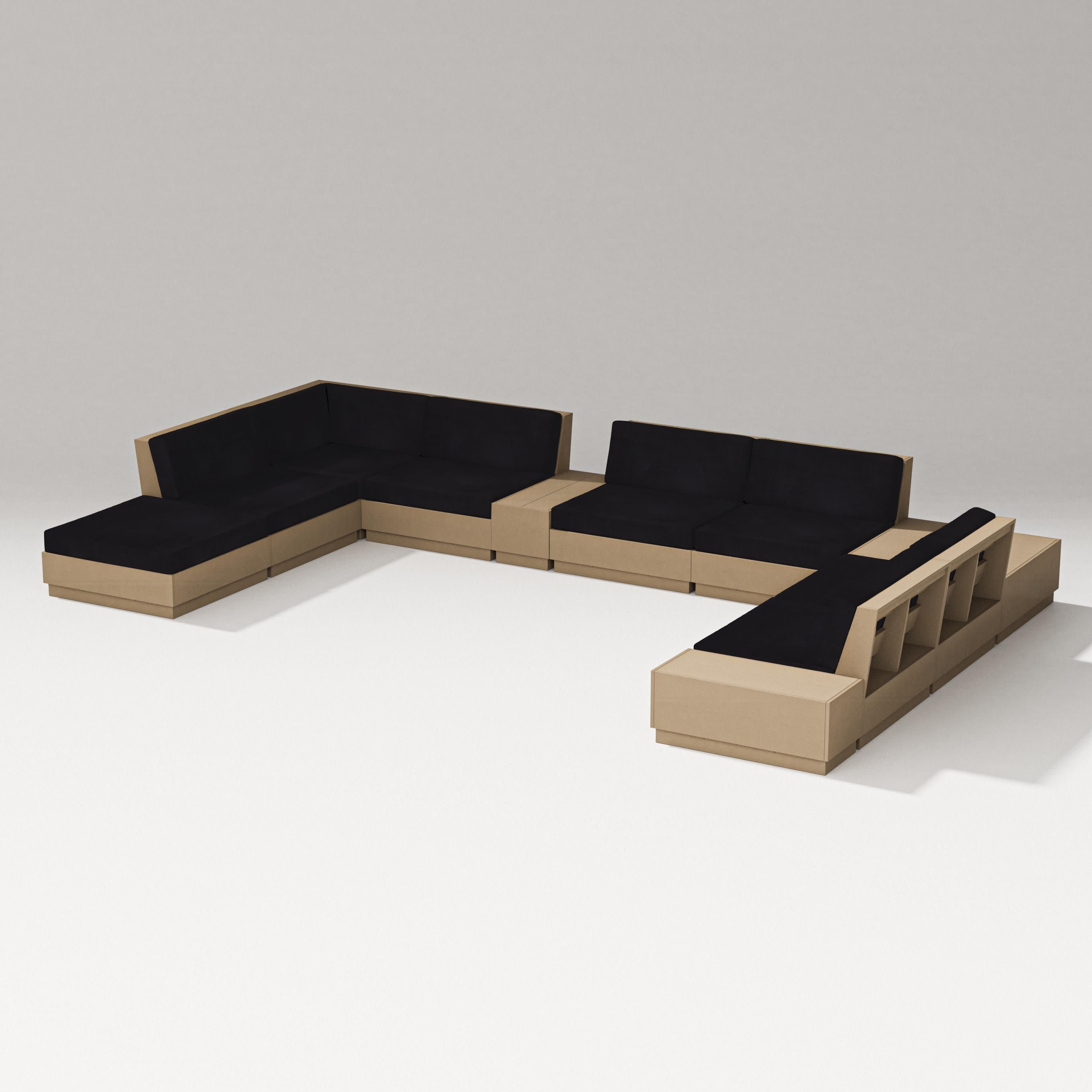 Elevate 11-Piece Conversation Sectional Set in Vintage Sahara / Midnight Linen