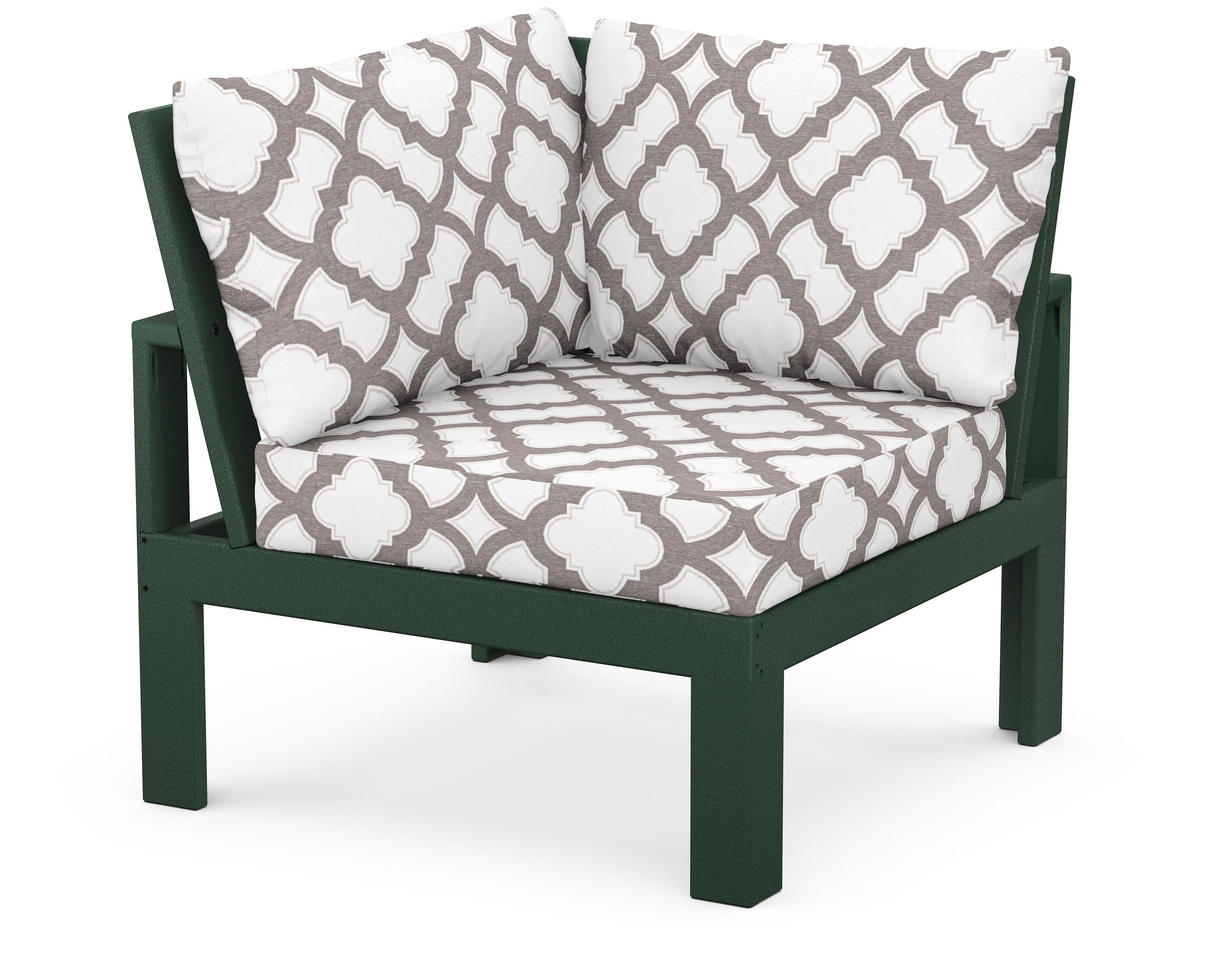 Modular Corner Chair in Green / Trellis Grey Mist