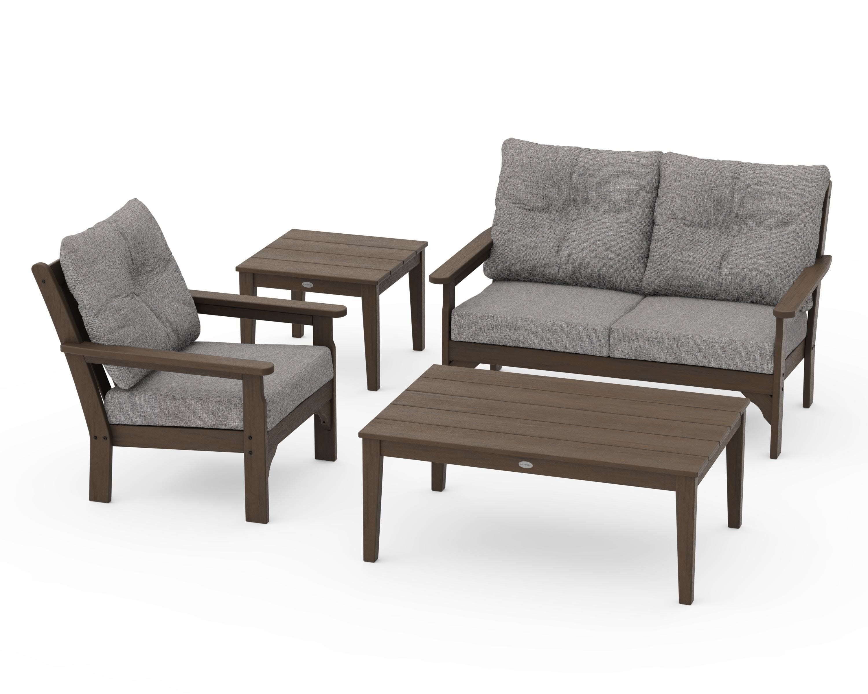 Vineyard 4-Piece Deep Seating Set in Kona / Grey Mist