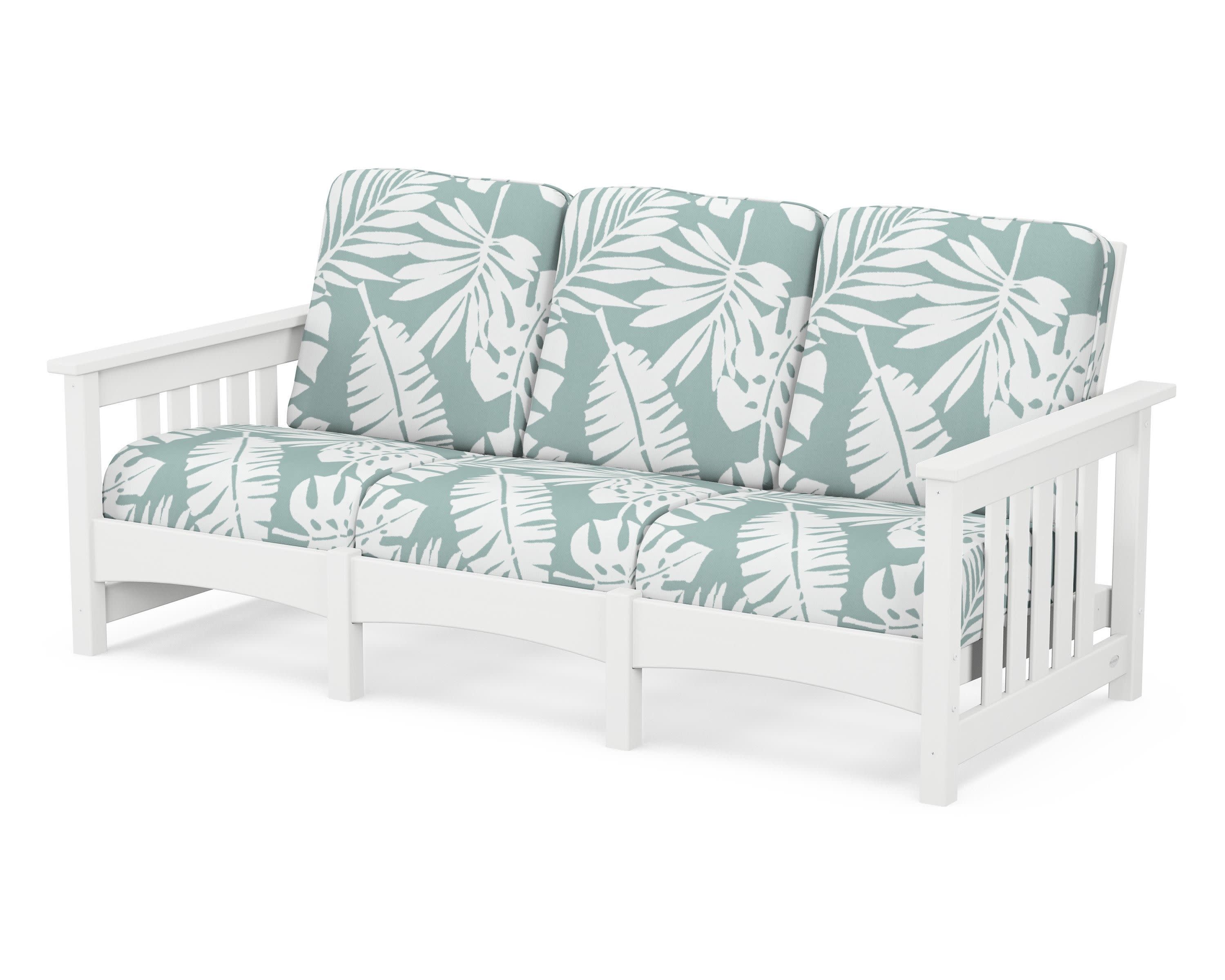 Club Mission Sofa in White / Leaf Glacier Spa