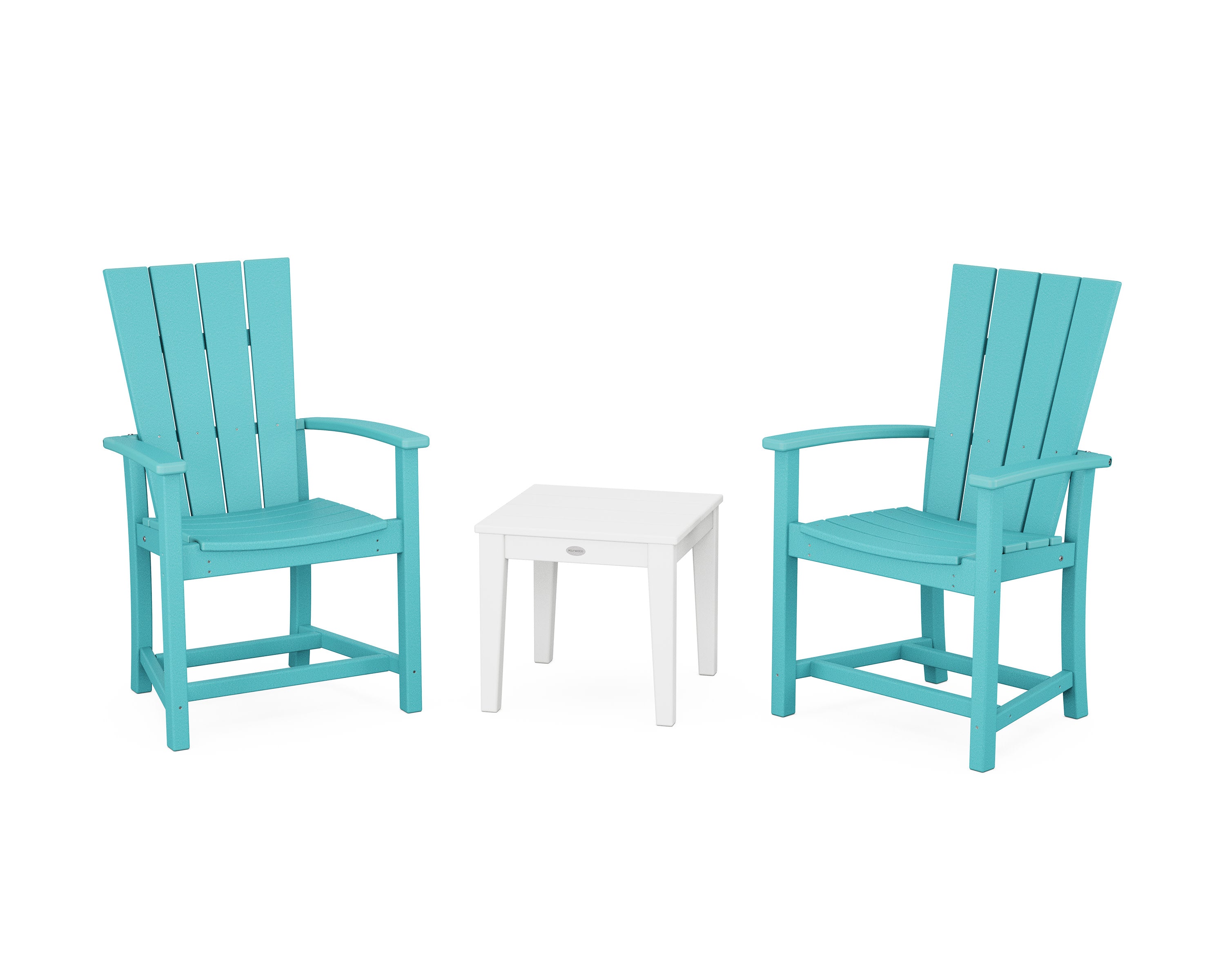 Quattro 3-Piece Upright Adirondack Chair Set in Aruba / White