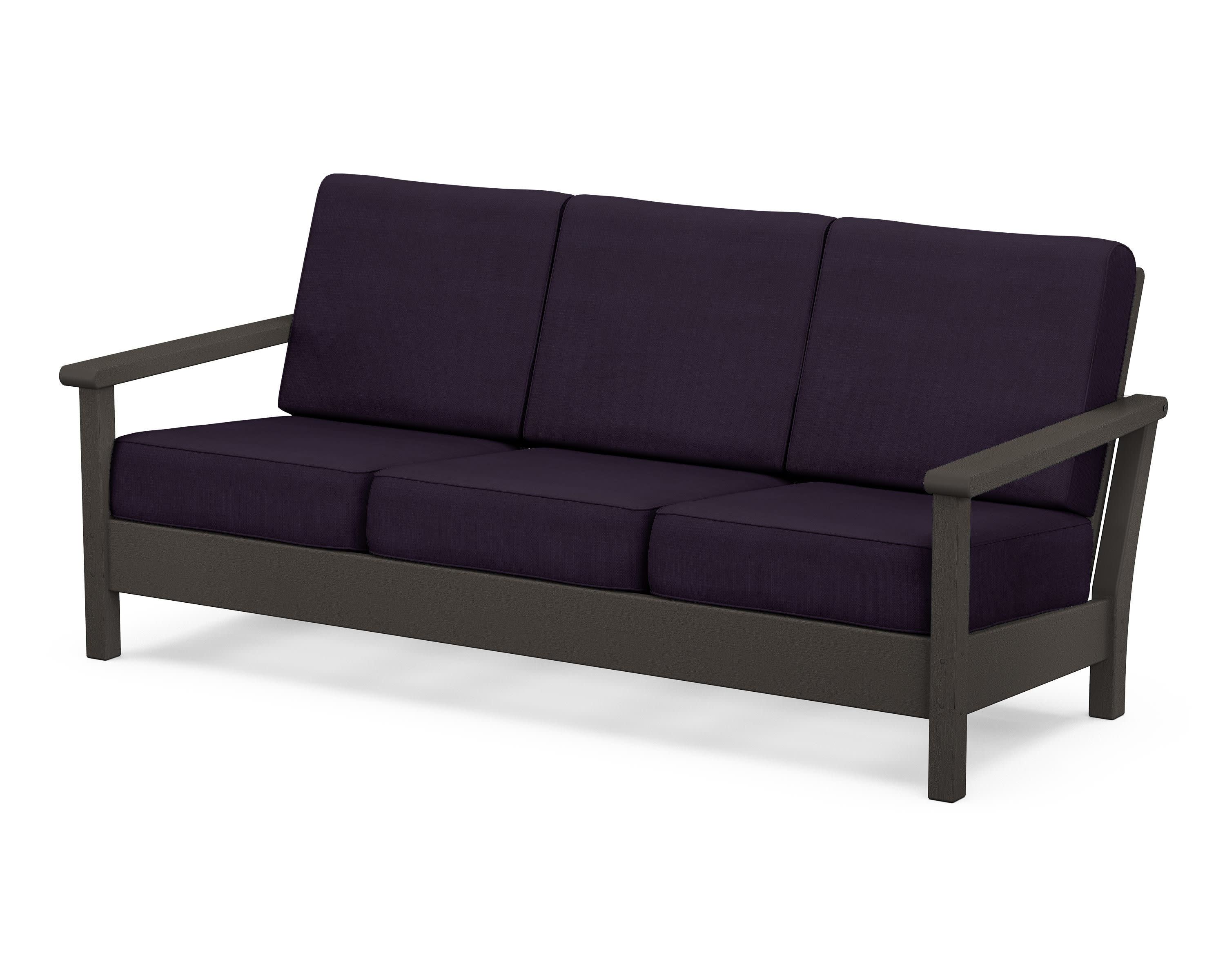 Harbour Deep Seating Sofa in Vintage Coffee / Navy Linen