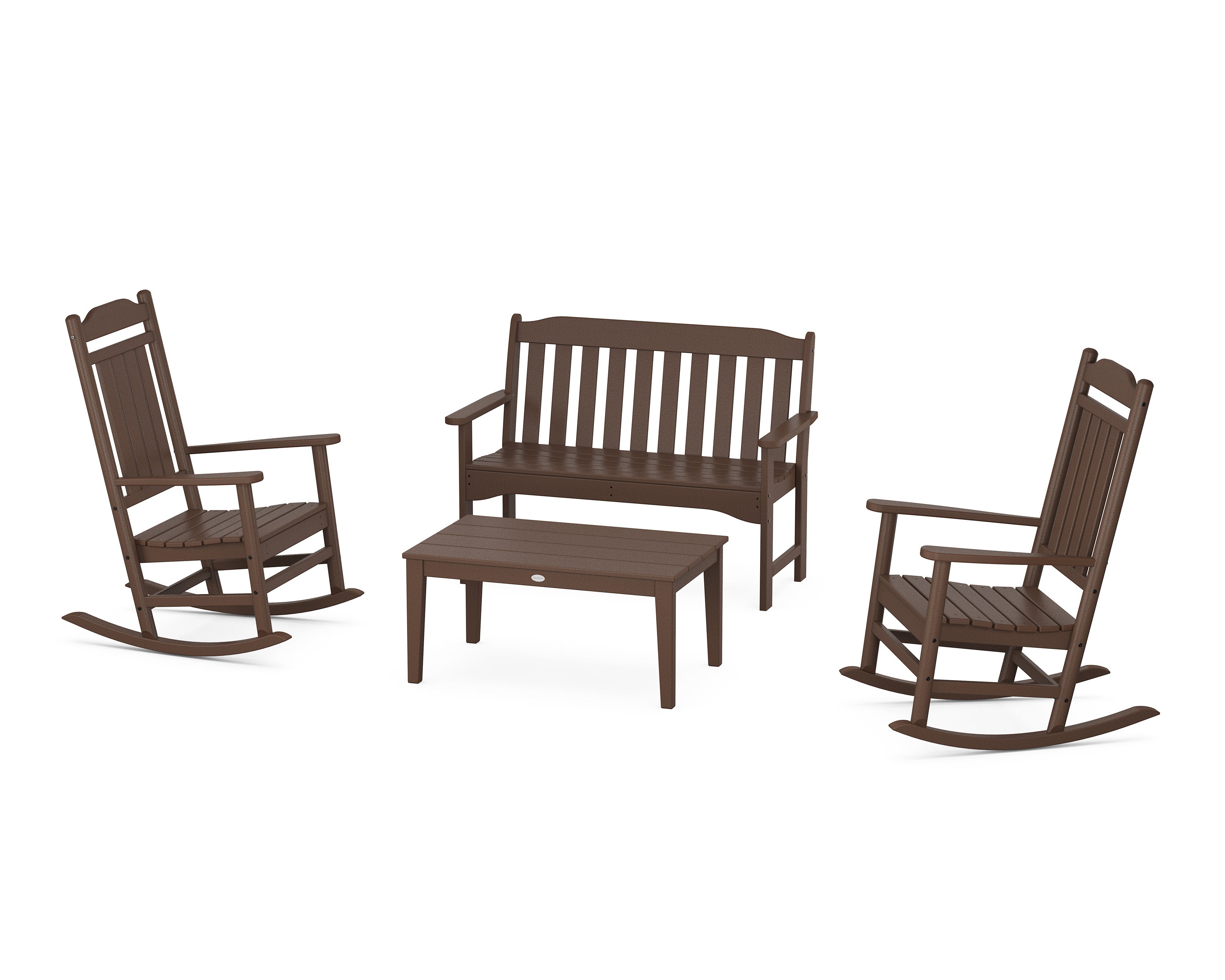 Cottage Legacy Rocking Chair 4-Piece Porch Set in Mahogany