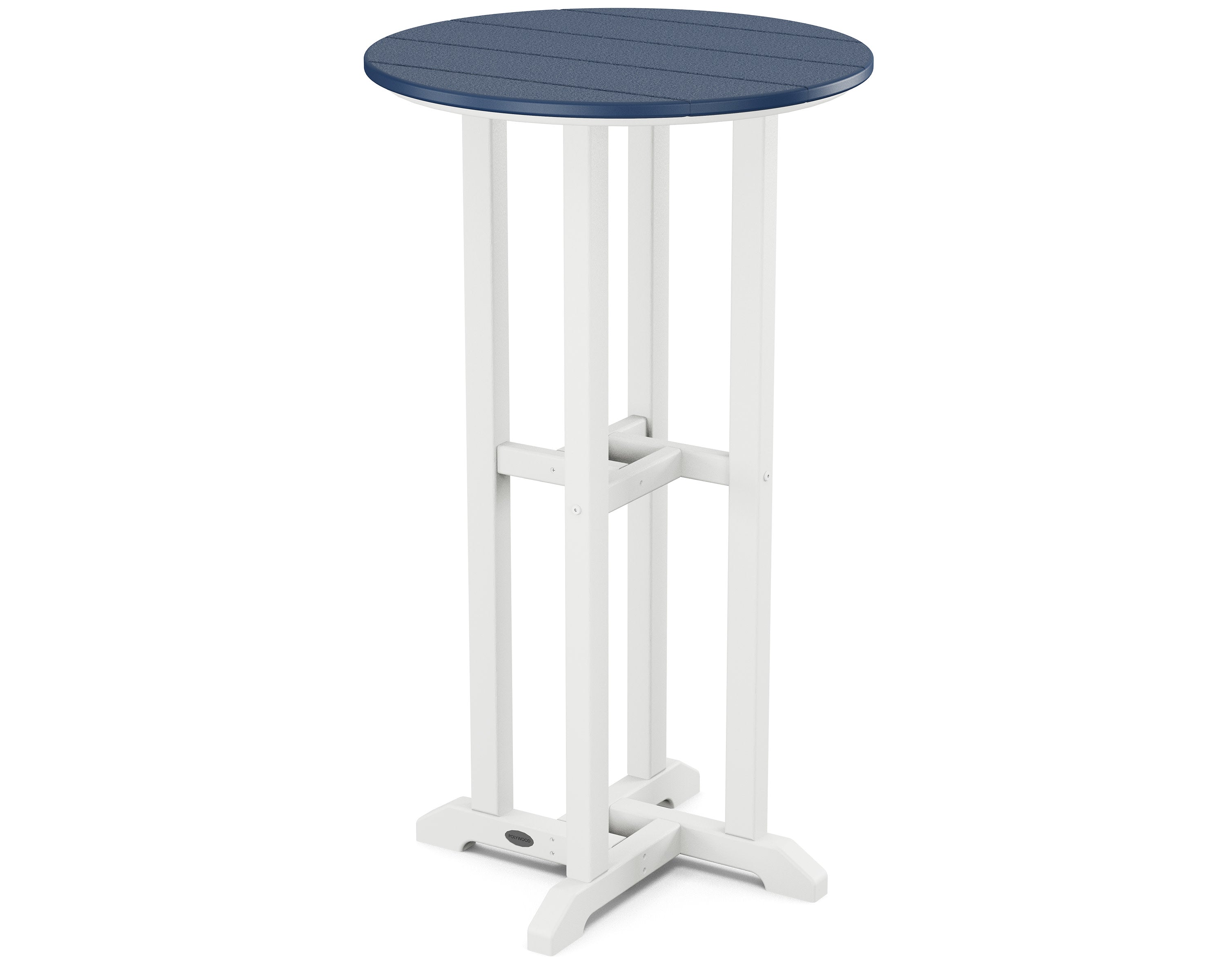 Contempo 24" Round Bar Table in White / Navy