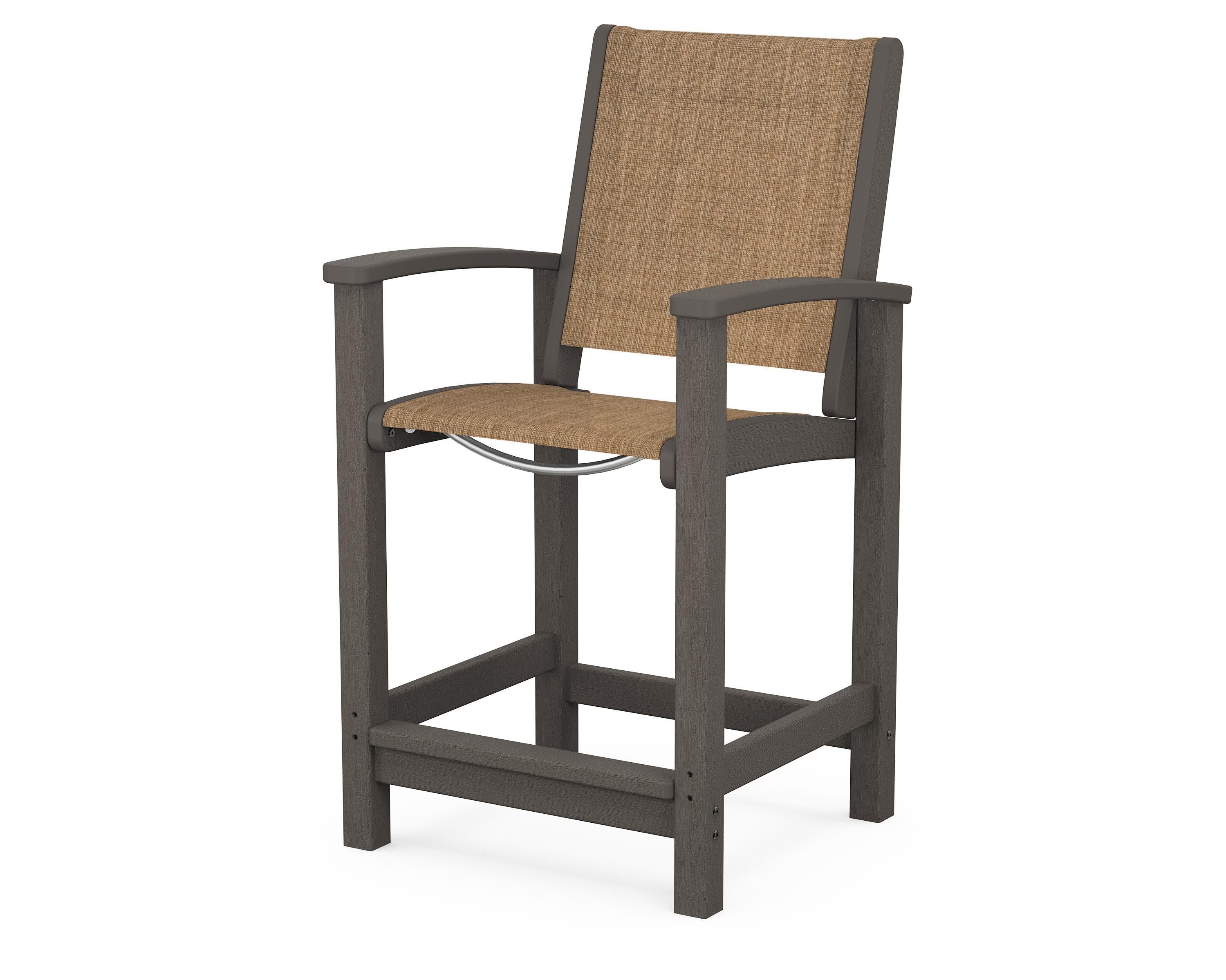 Coastal Counter Chair in Vintage Coffee / Burlap Sling