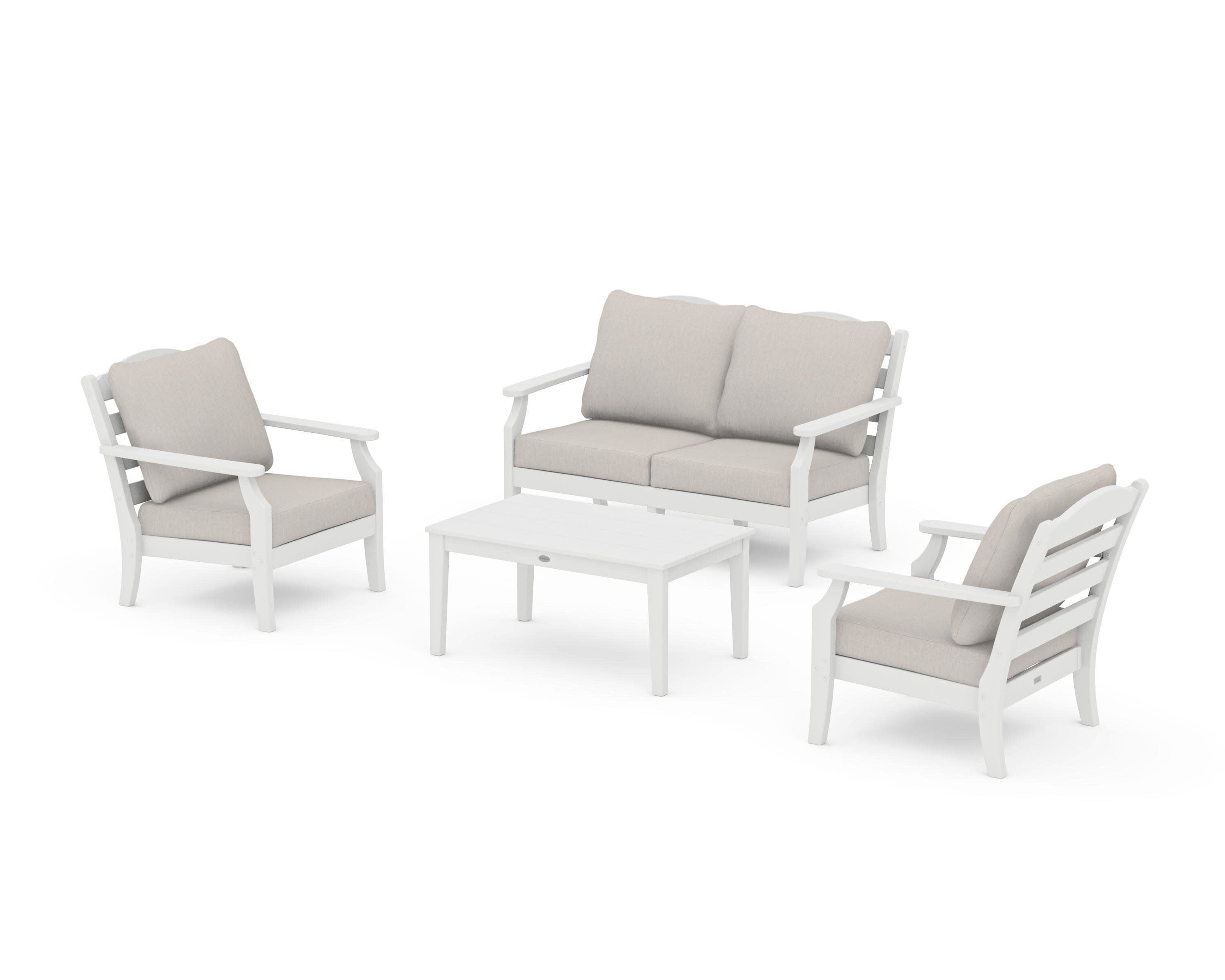 Savannah 4-Piece Deep Seating Set with Loveseat in White / Cast Ash