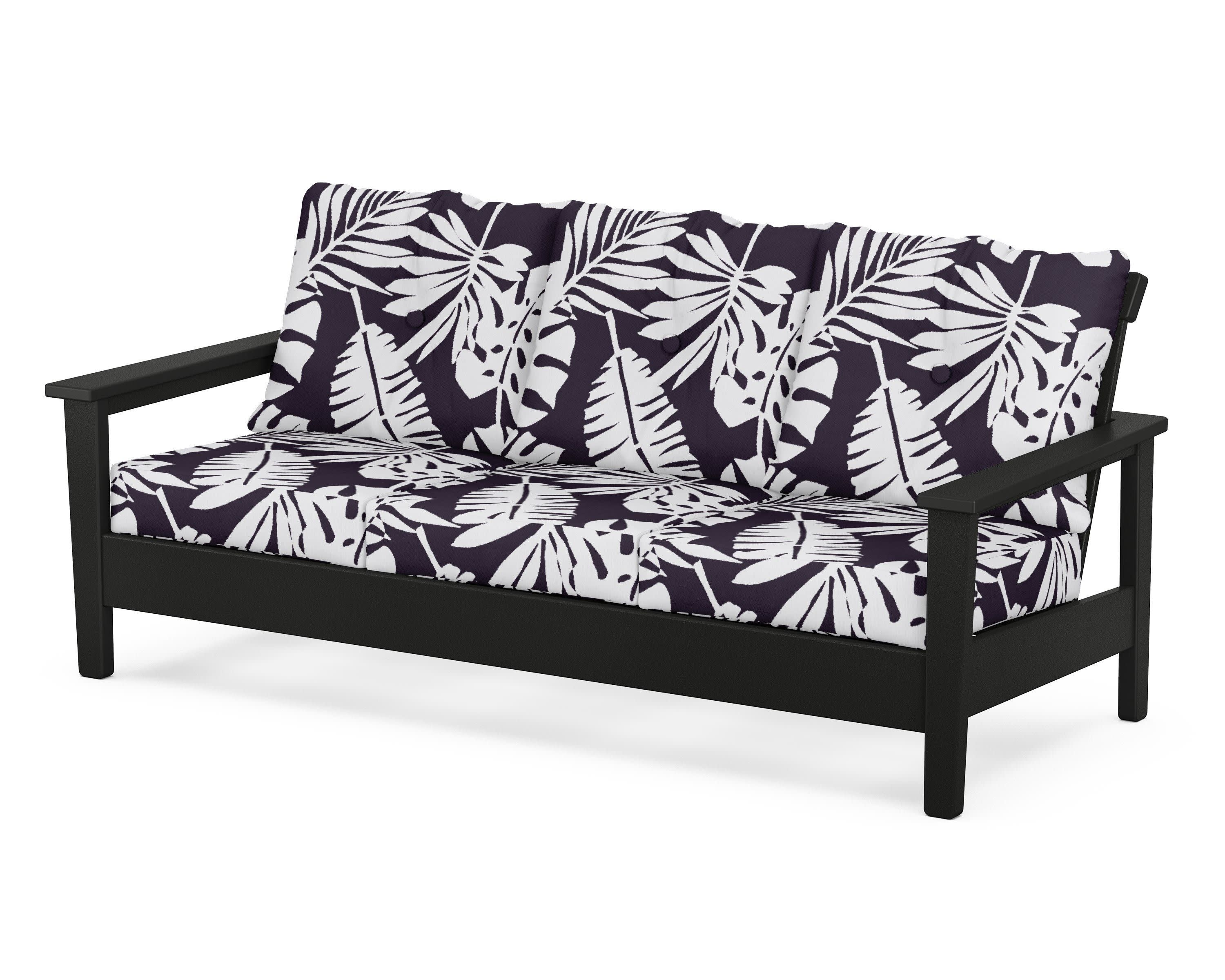 Prescott Deep Seating Sofa in Black / Leaf Navy
