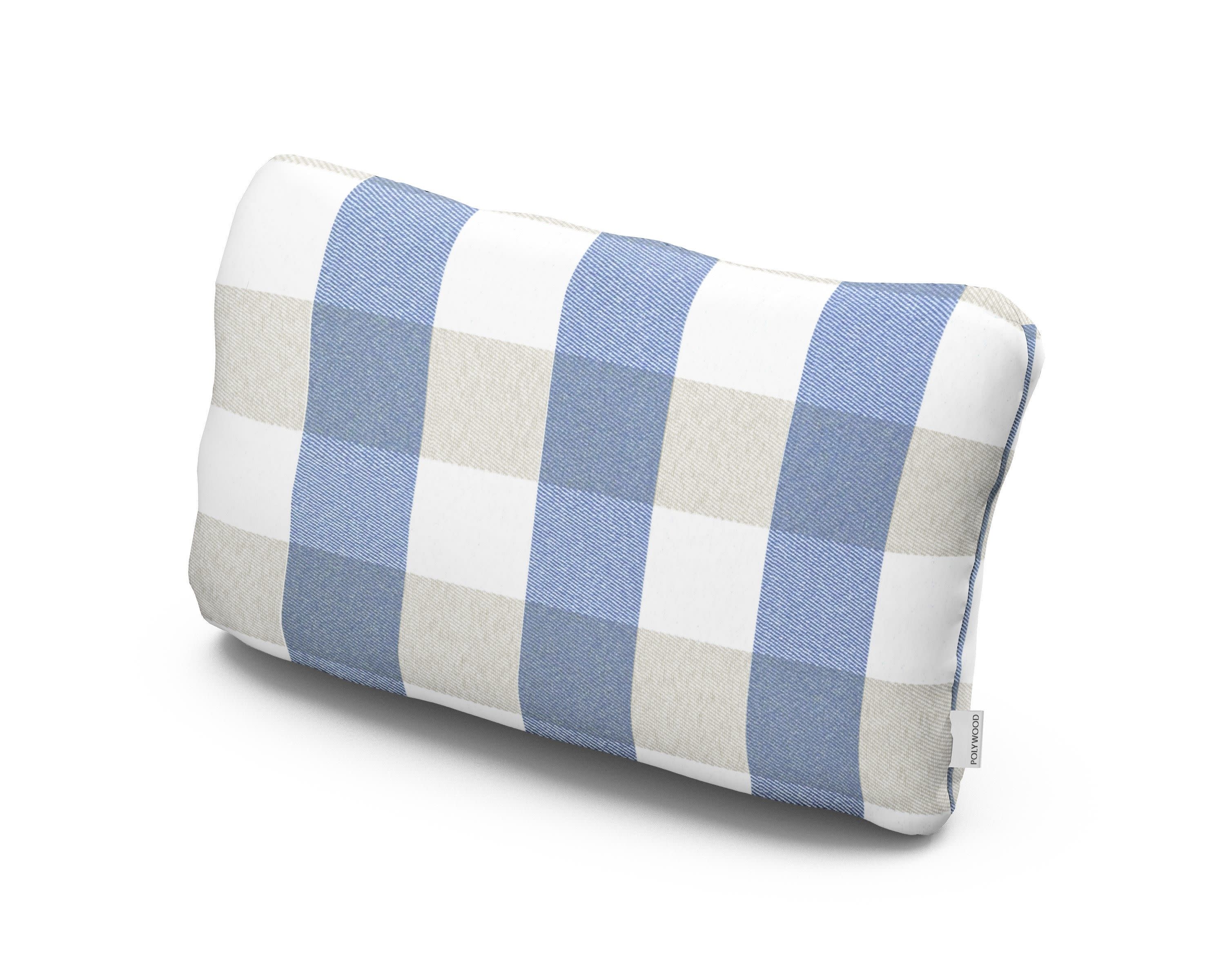 Outdoor Lumbar Pillow in Buffalo Plaid Sky Blue