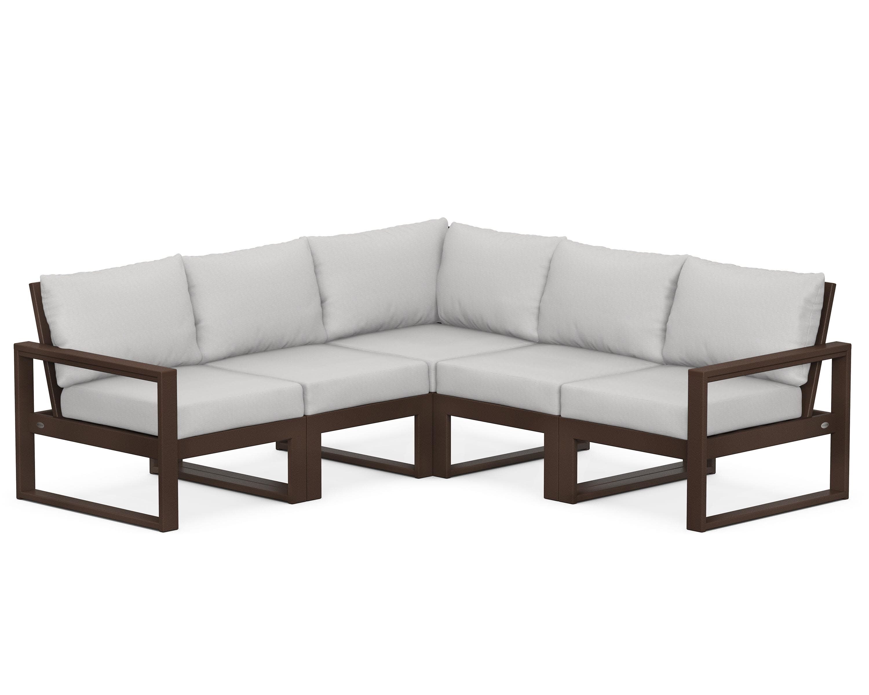 EDGE 5-Piece Modular Deep Seating Set in Mahogany / Diamond in the Rough
