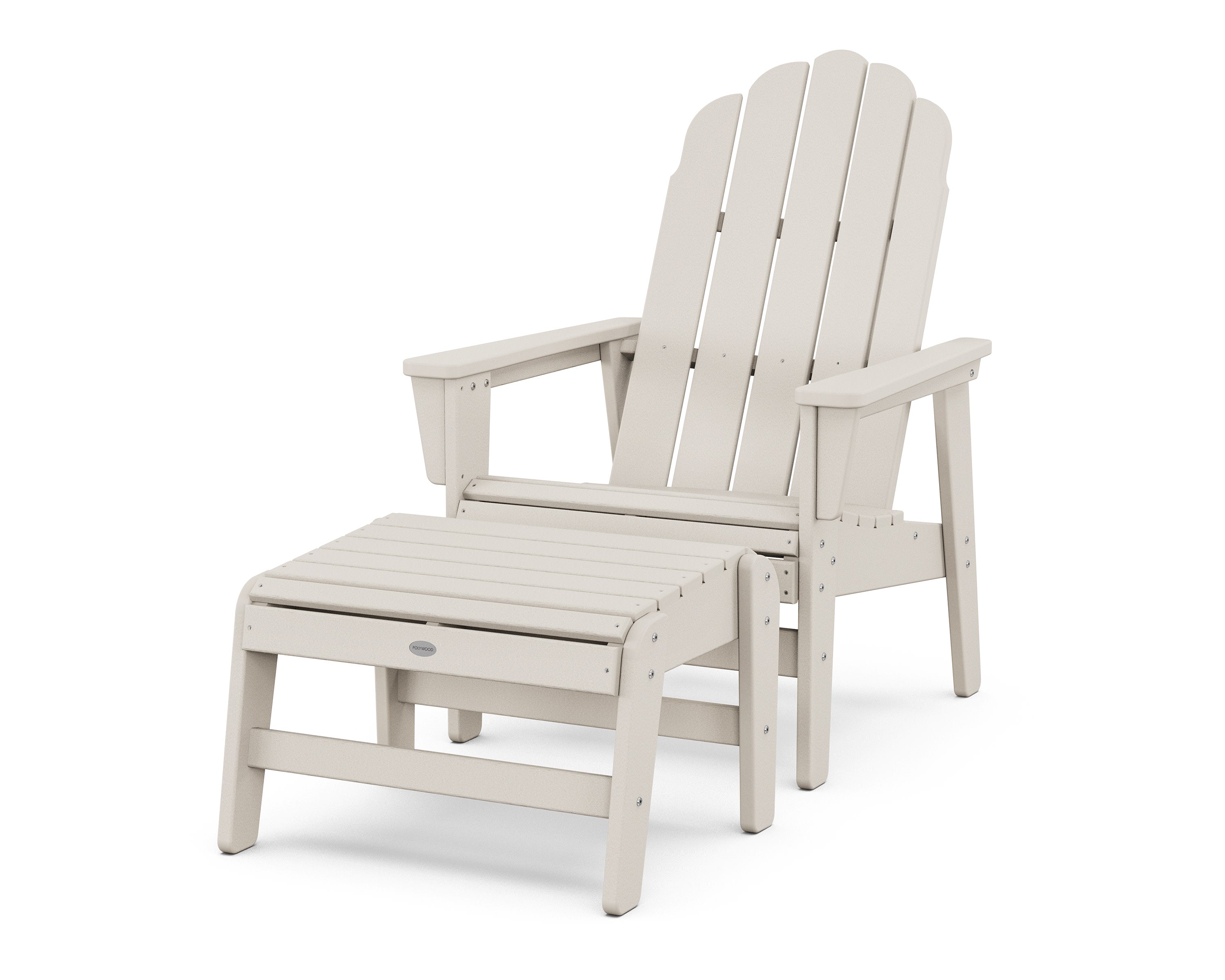 Vineyard Grand Upright Adirondack Chair with Ottoman in Sand