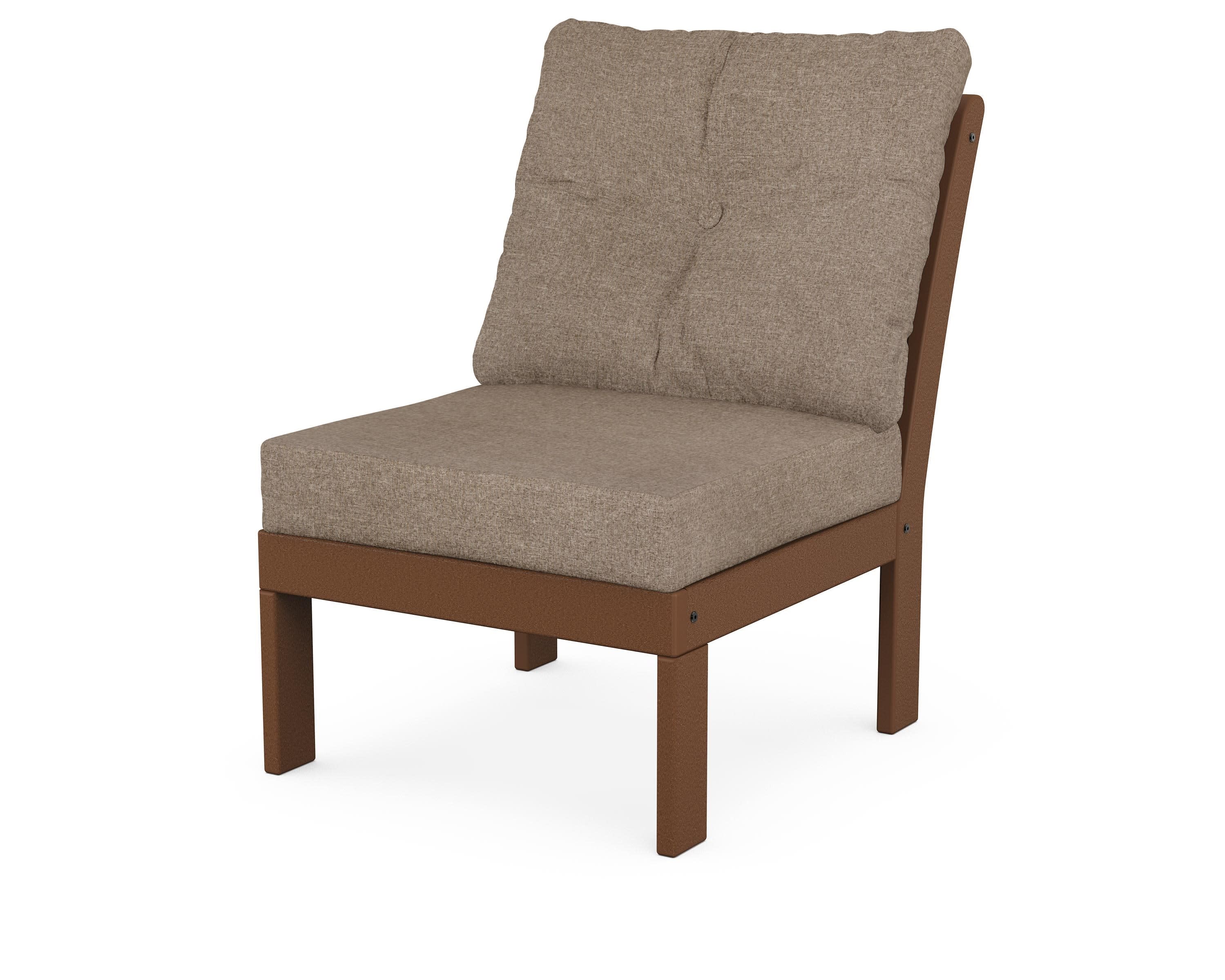Vineyard Modular Armless Chair in Teak / Spiced Burlap