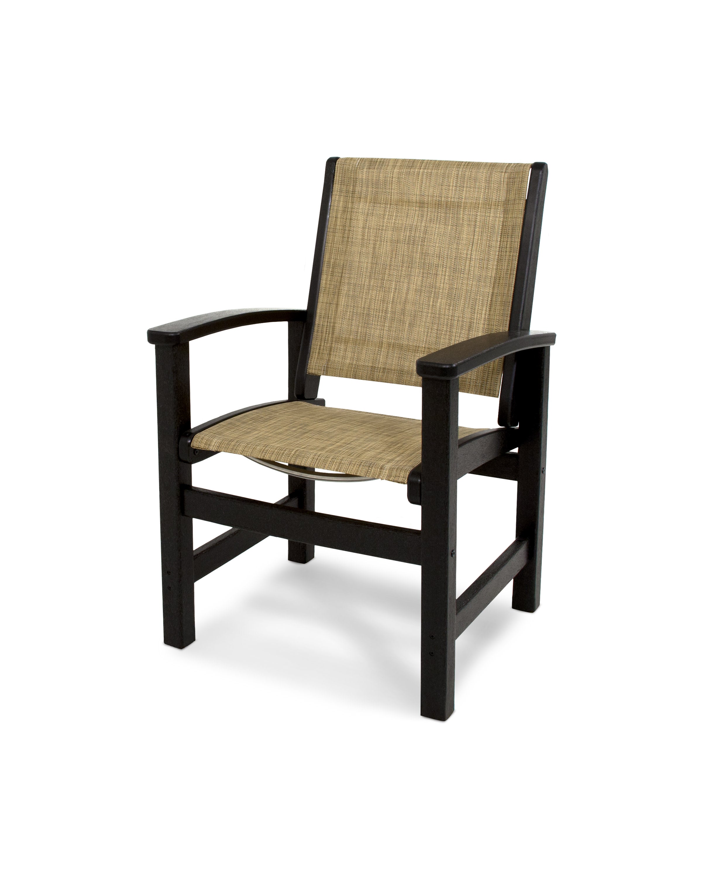 Coastal Dining Chair in Black / Burlap Sling