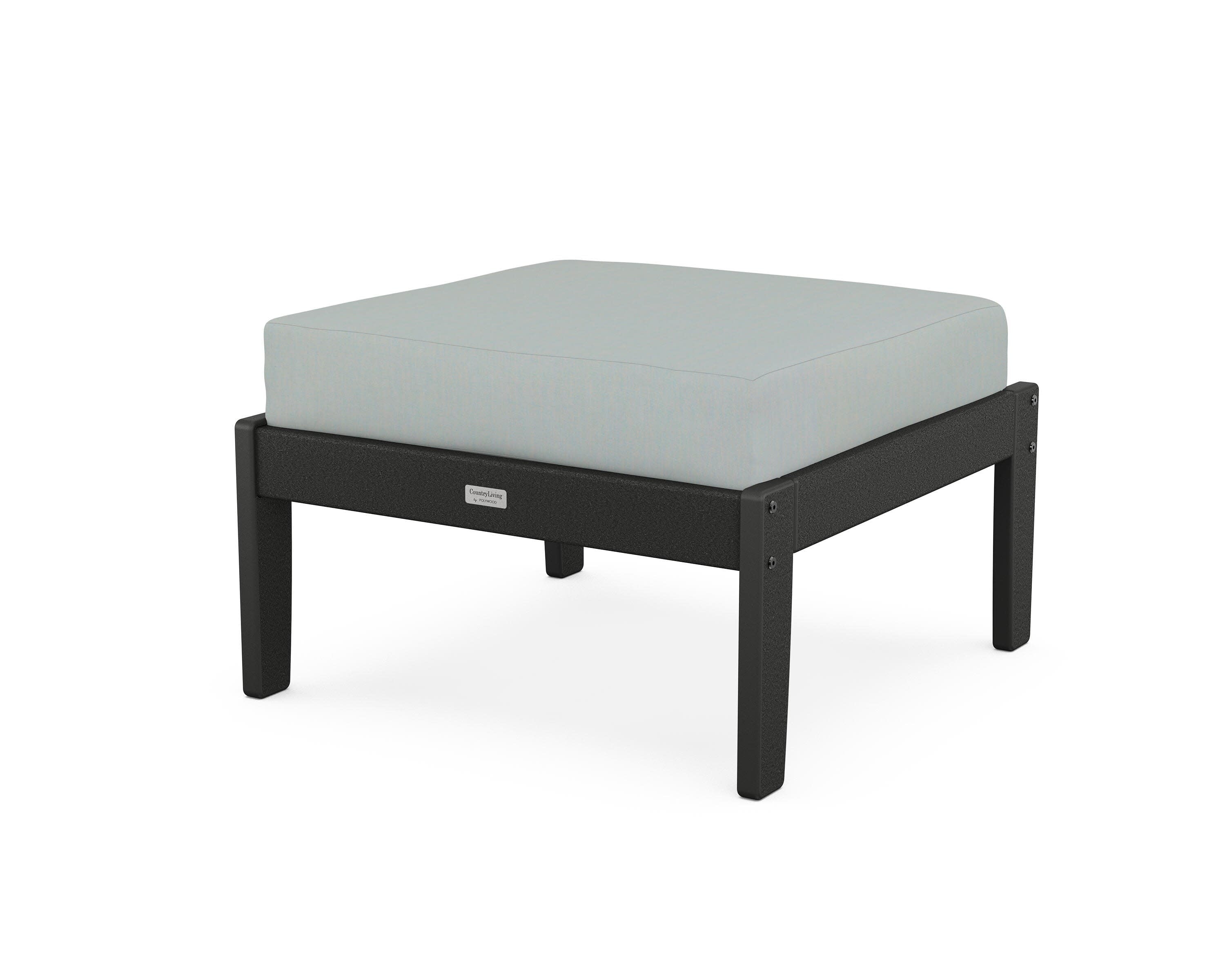 Cottage Deep Seating Ottoman in Black / Spa