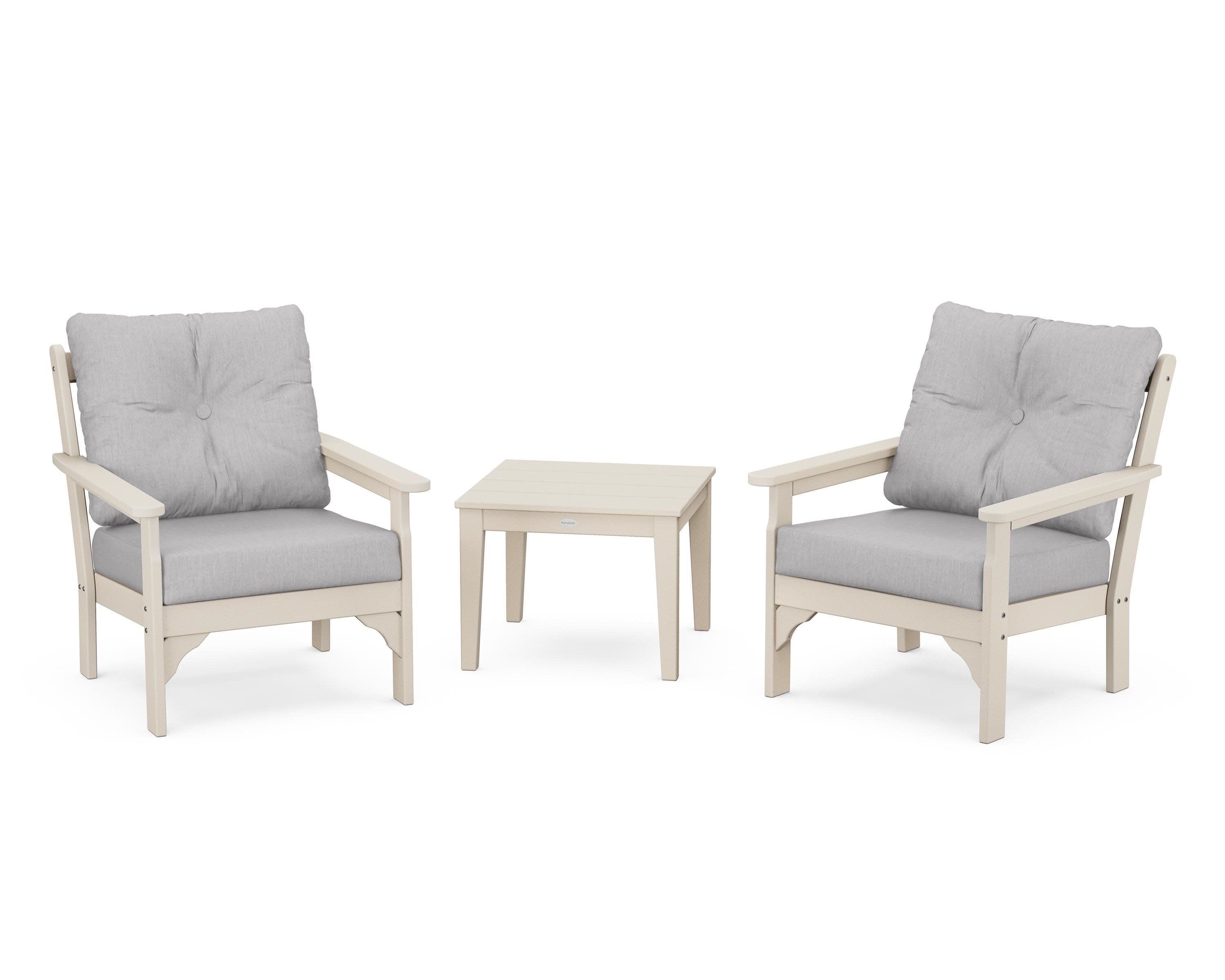 Vineyard 3-Piece Deep Seating Set in Sand / Granite