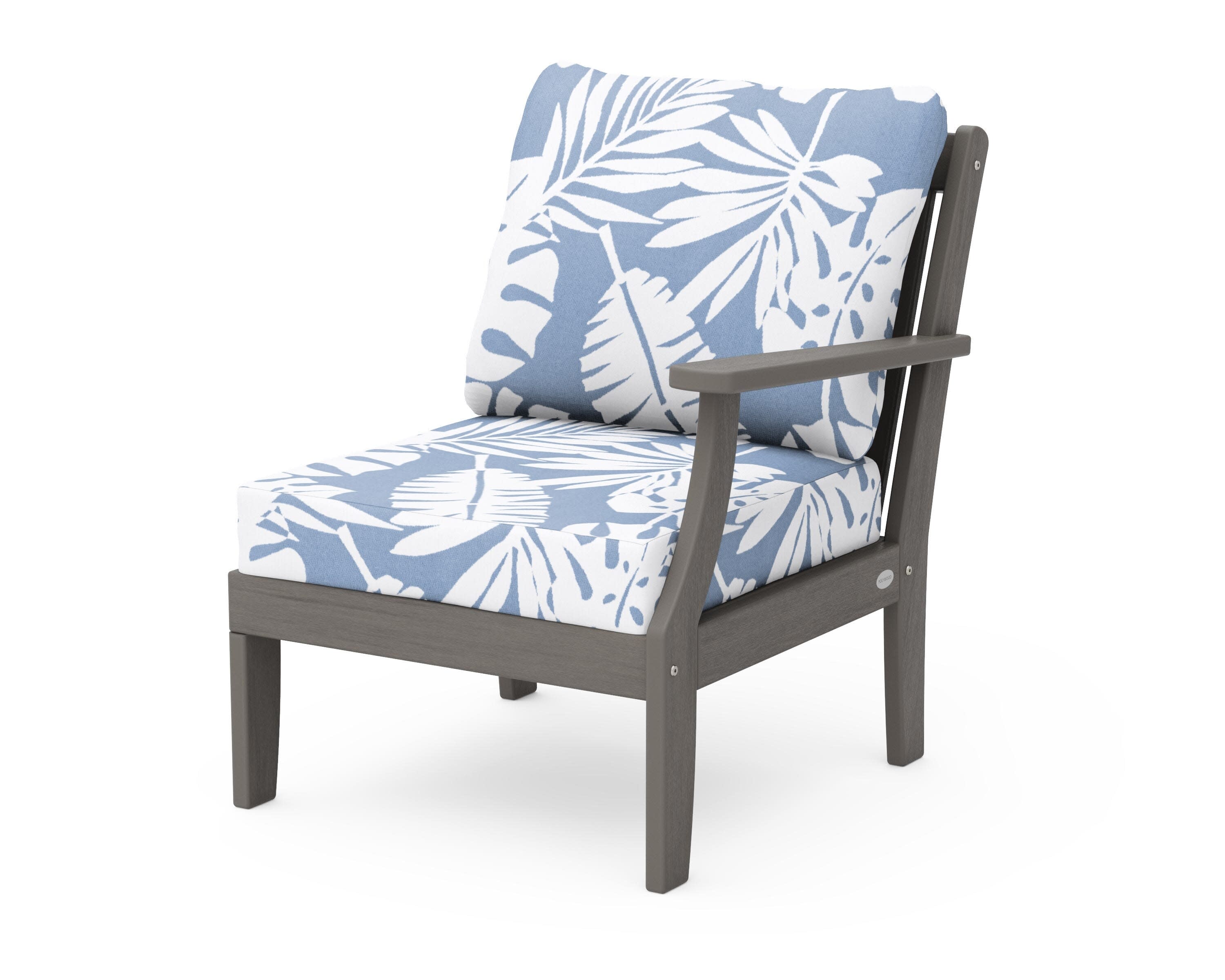 Braxton Modular Right Arm Chair in Driftwood / Leaf Sky Blue