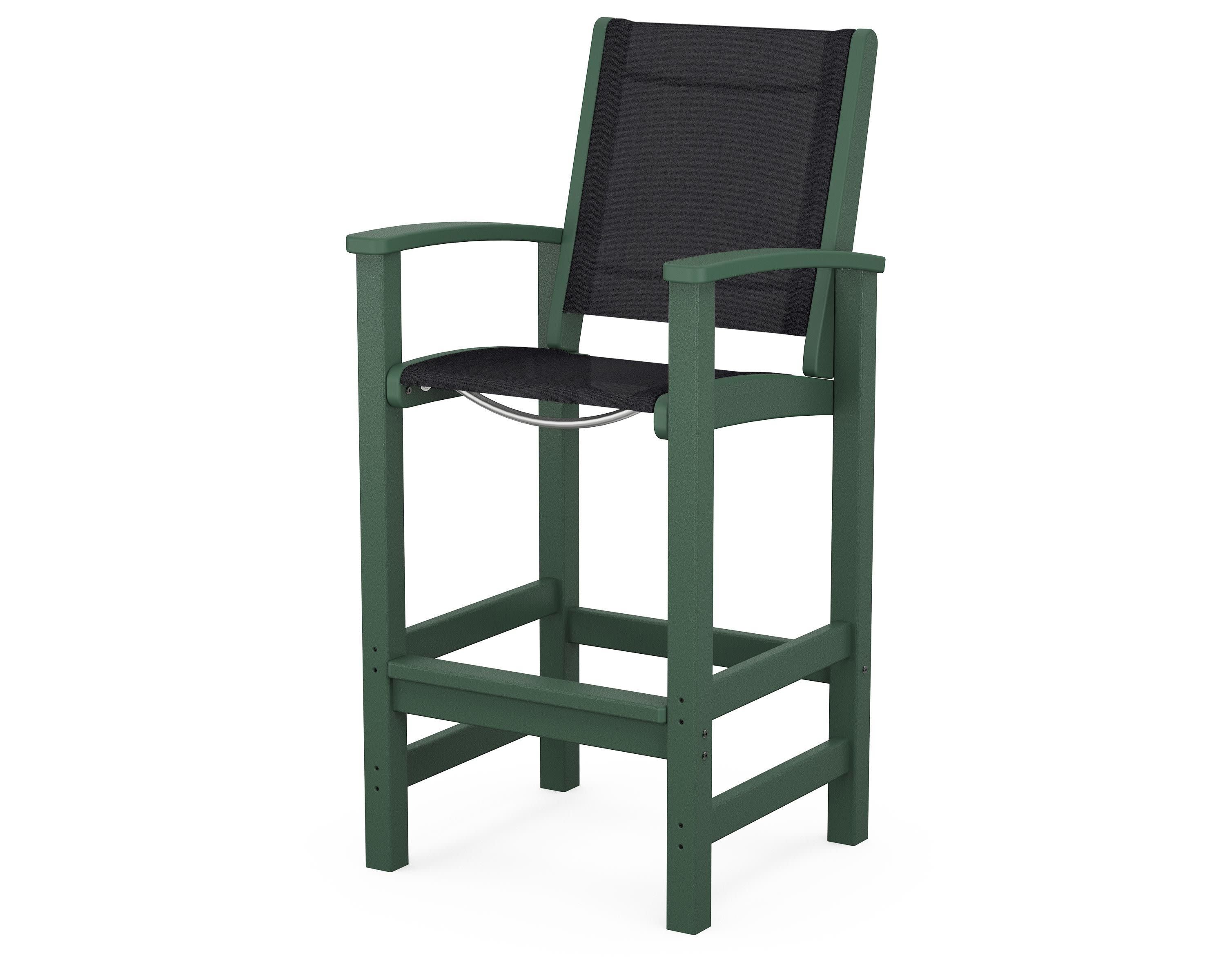 Coastal Bar Chair in Green / Black Sling