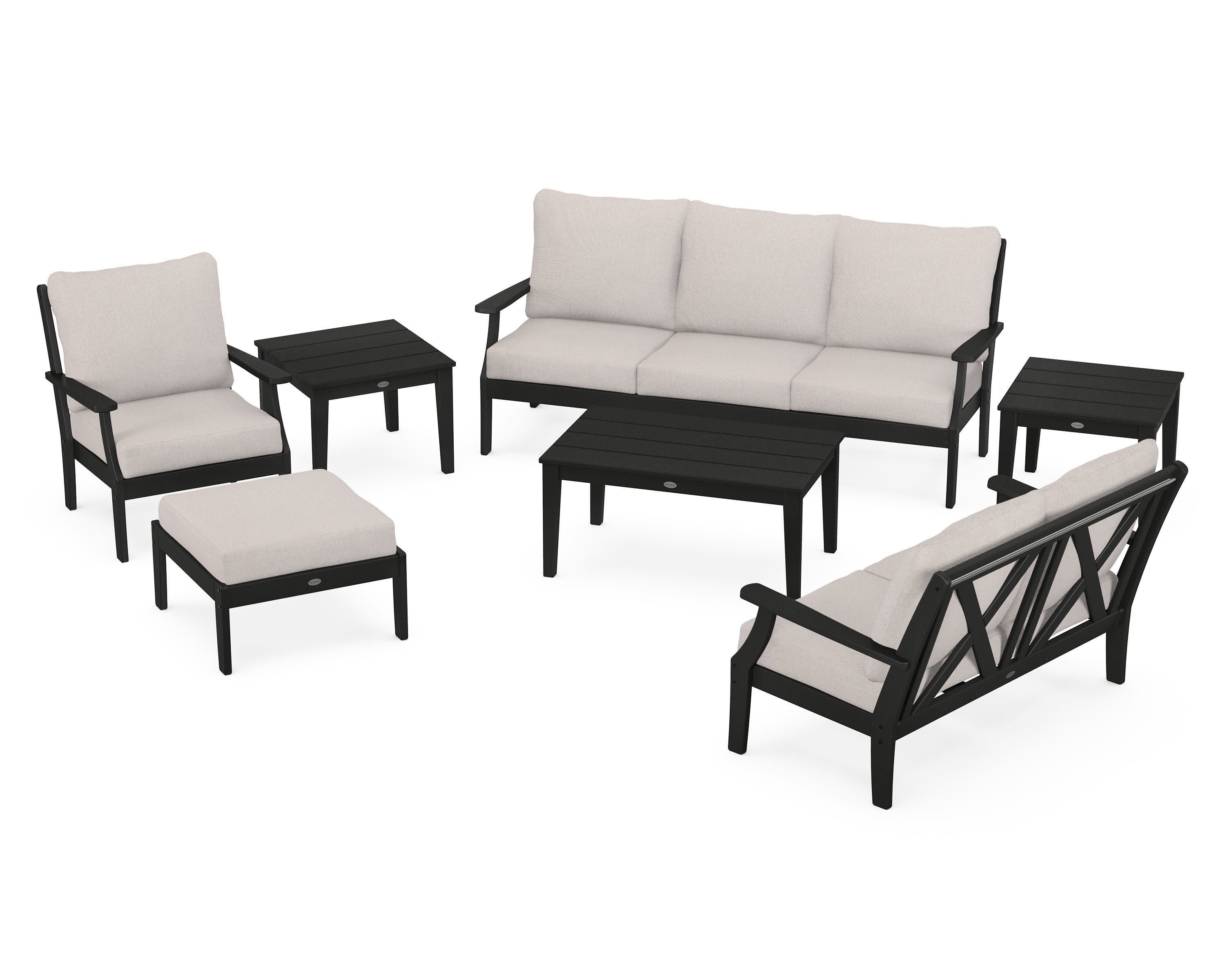 Braxton 7-Piece Deep Seating Set in Black / Dune Burlap