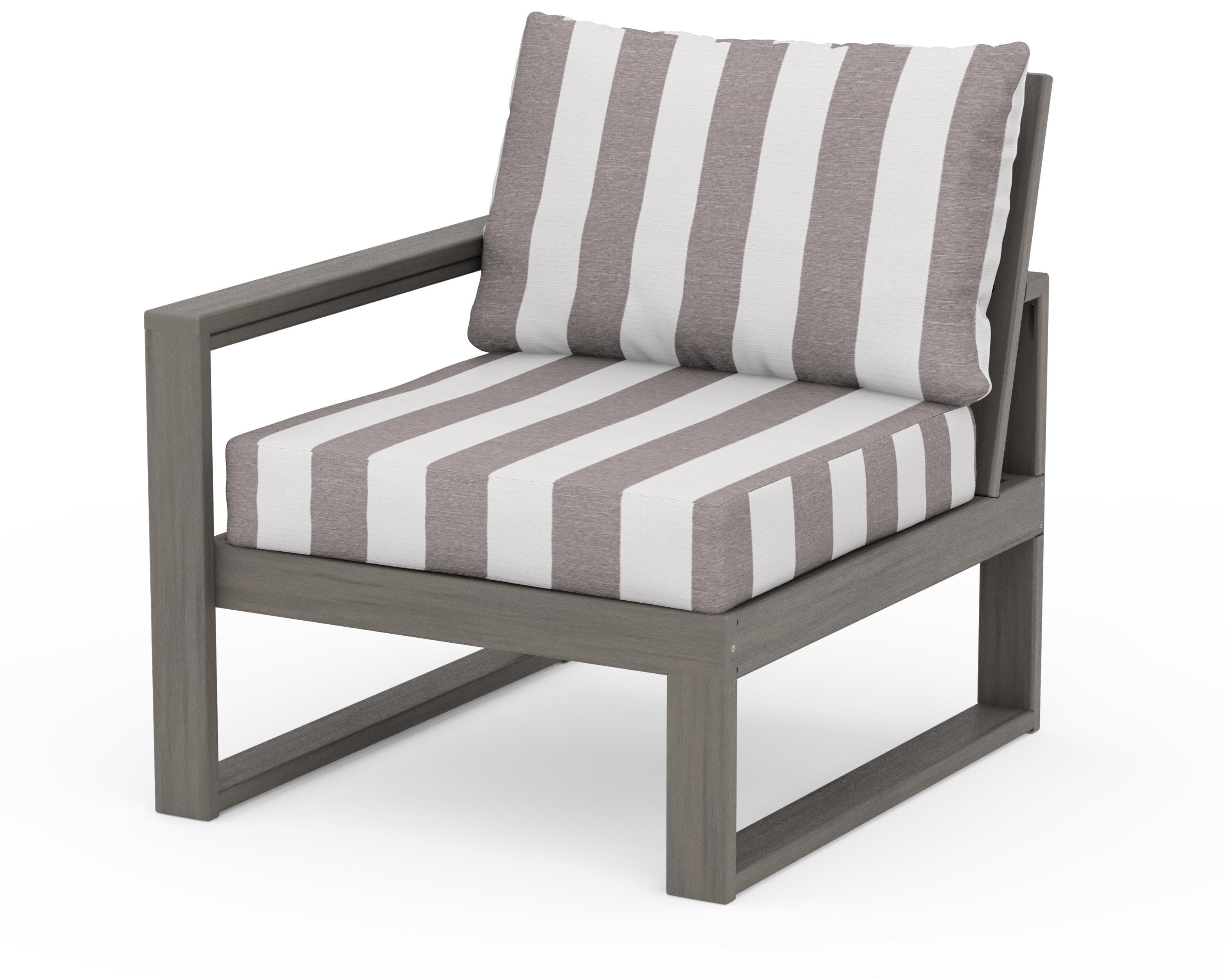 EDGE Modular Left Arm Chair in Driftwood / Cabana Stripe Grey Mist