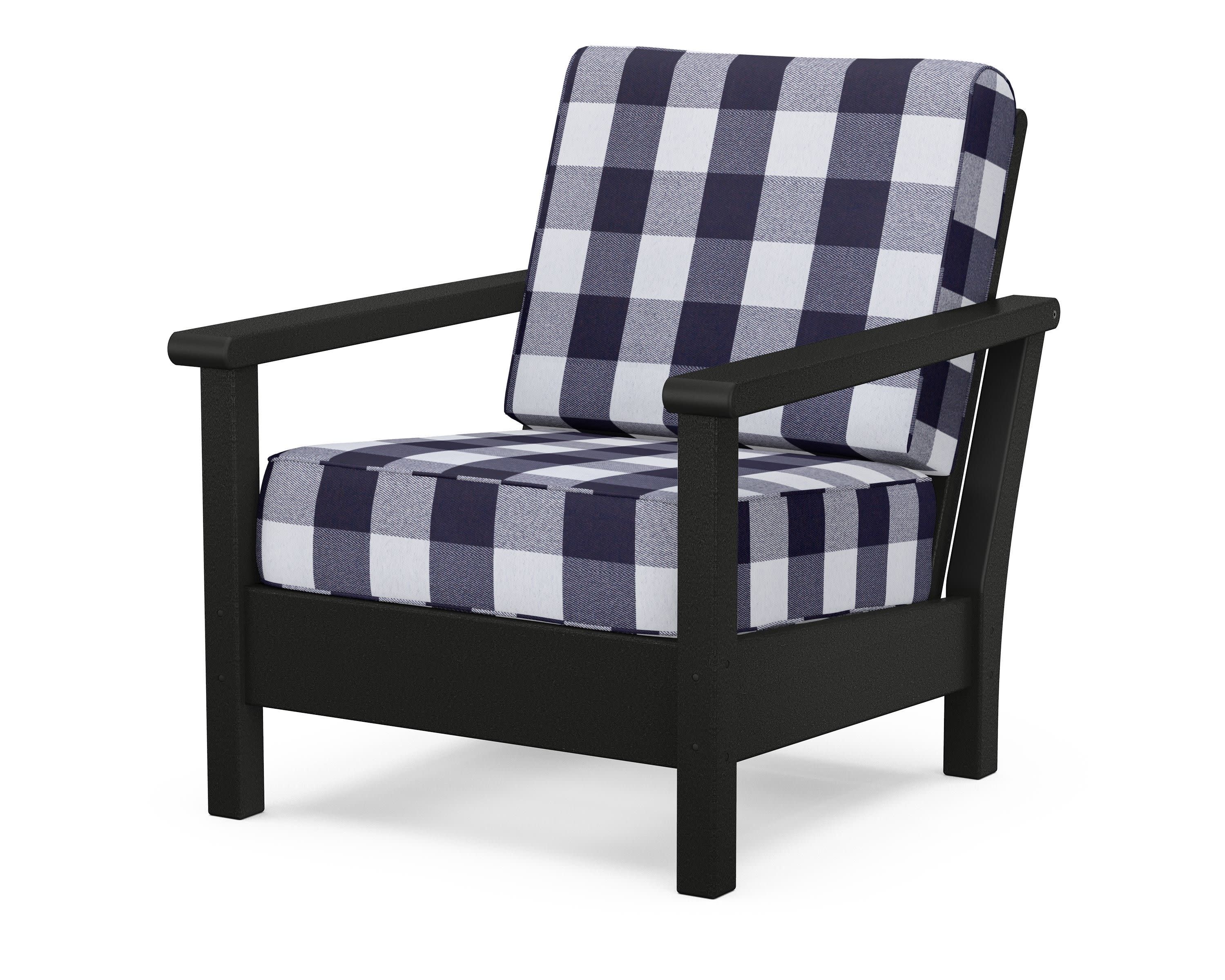 Harbour Deep Seating Chair in Black / Buffalo Plaid Navy