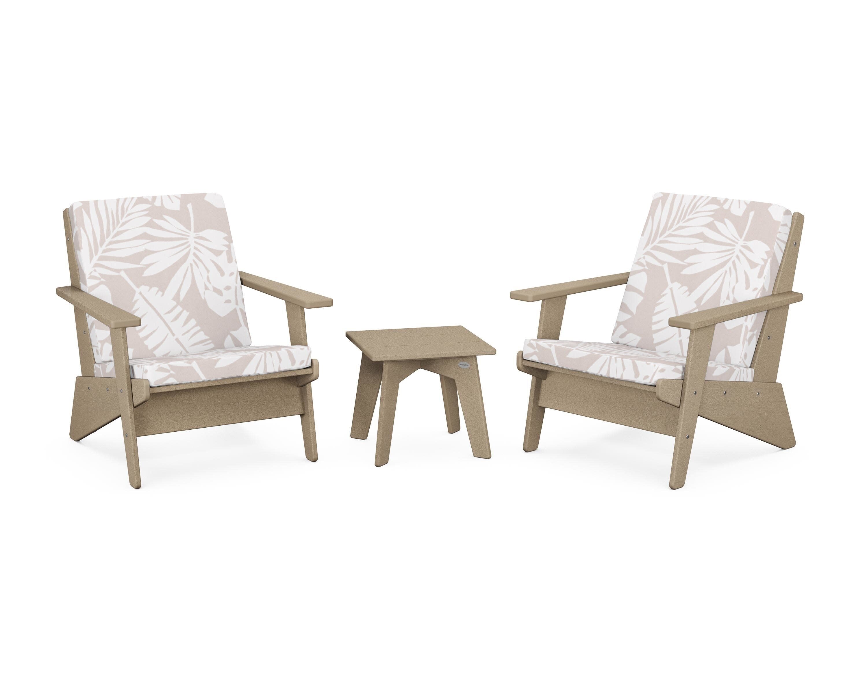 Riviera Modern Lounge 3-Piece Set in Vintage Sahara / Leaf Dune Burlap