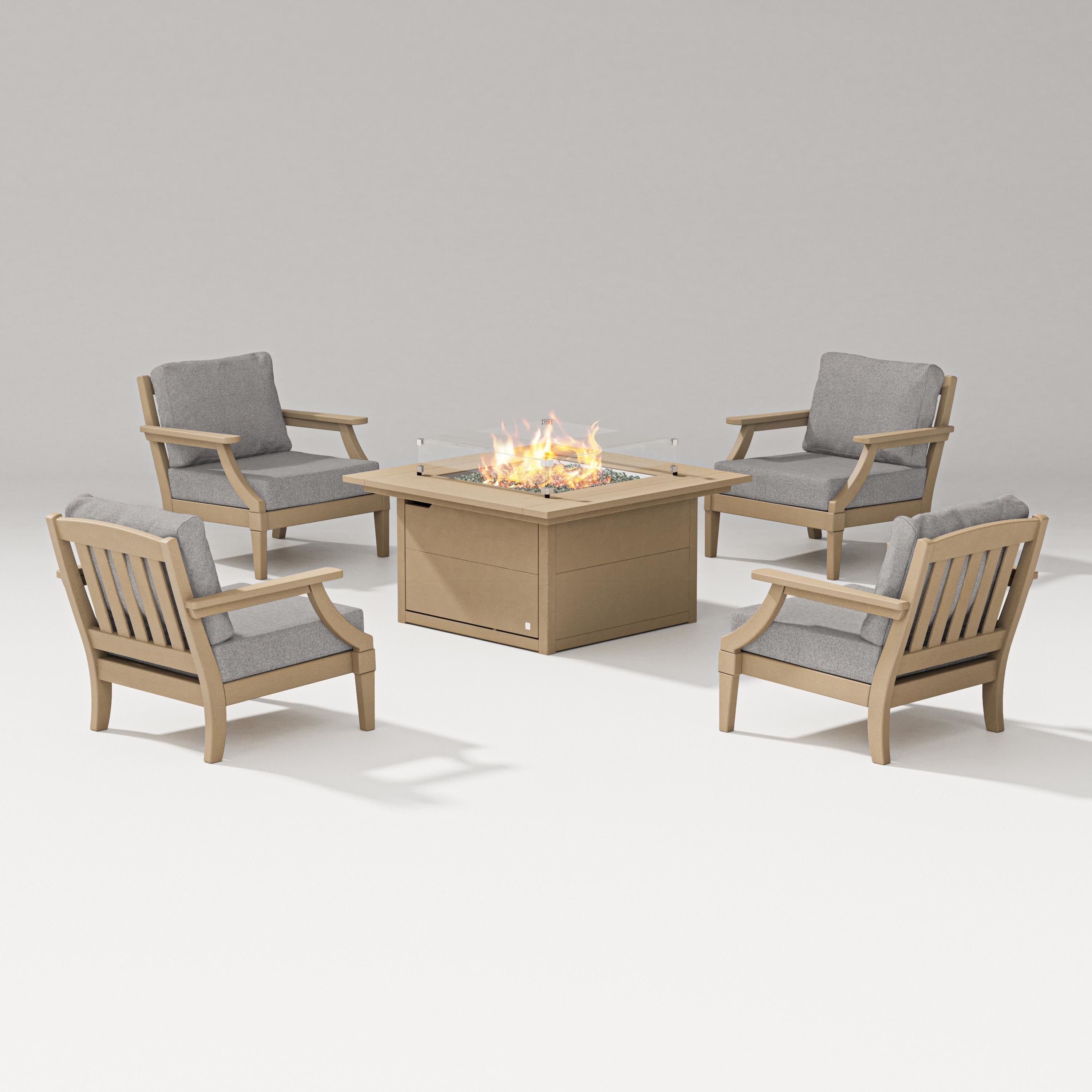 Estate 5-Piece Lounge Fire Table Set in Vintage Sahara / Grey Mist