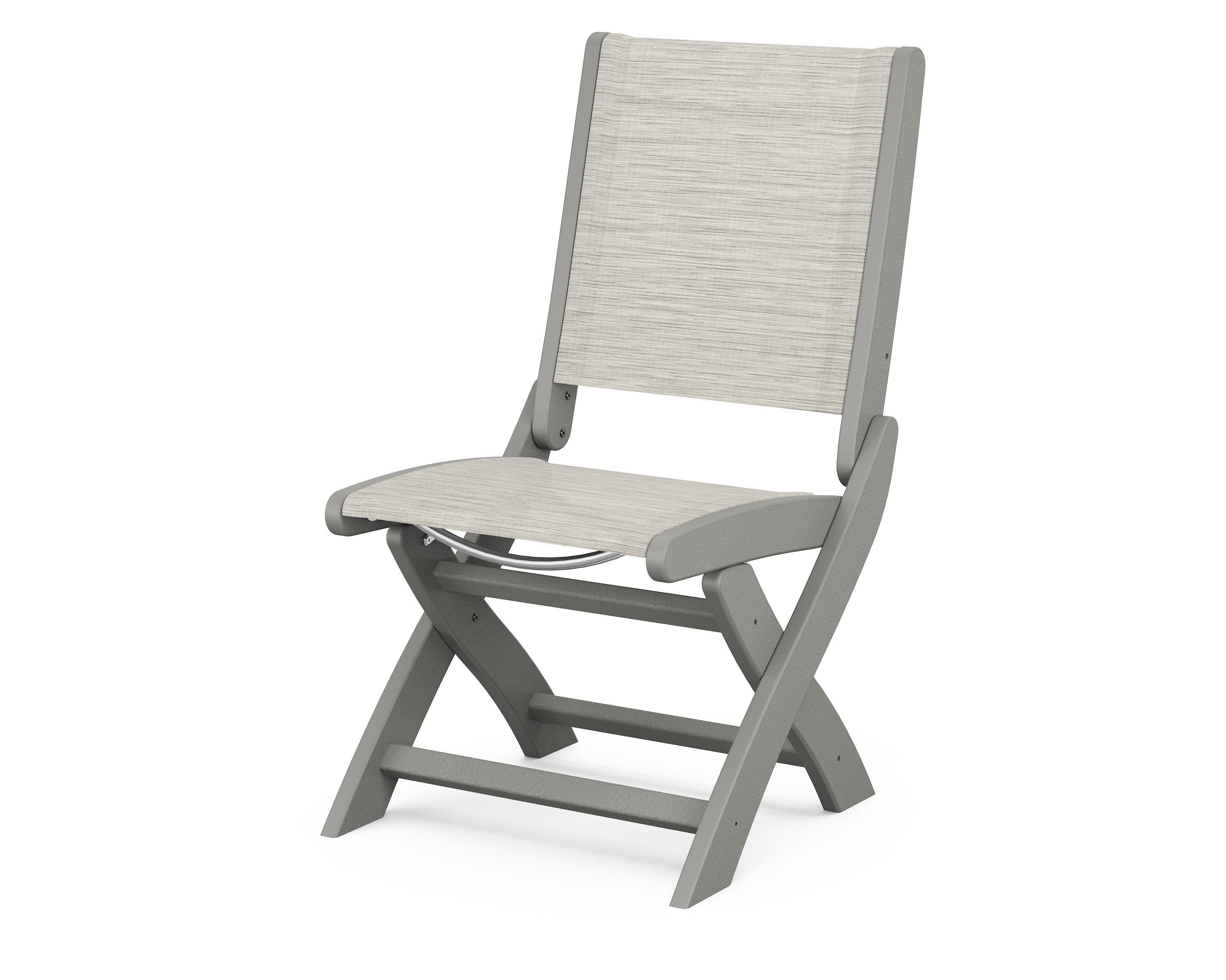 Coastal Folding Side Chair in Slate Grey / Birch Sling