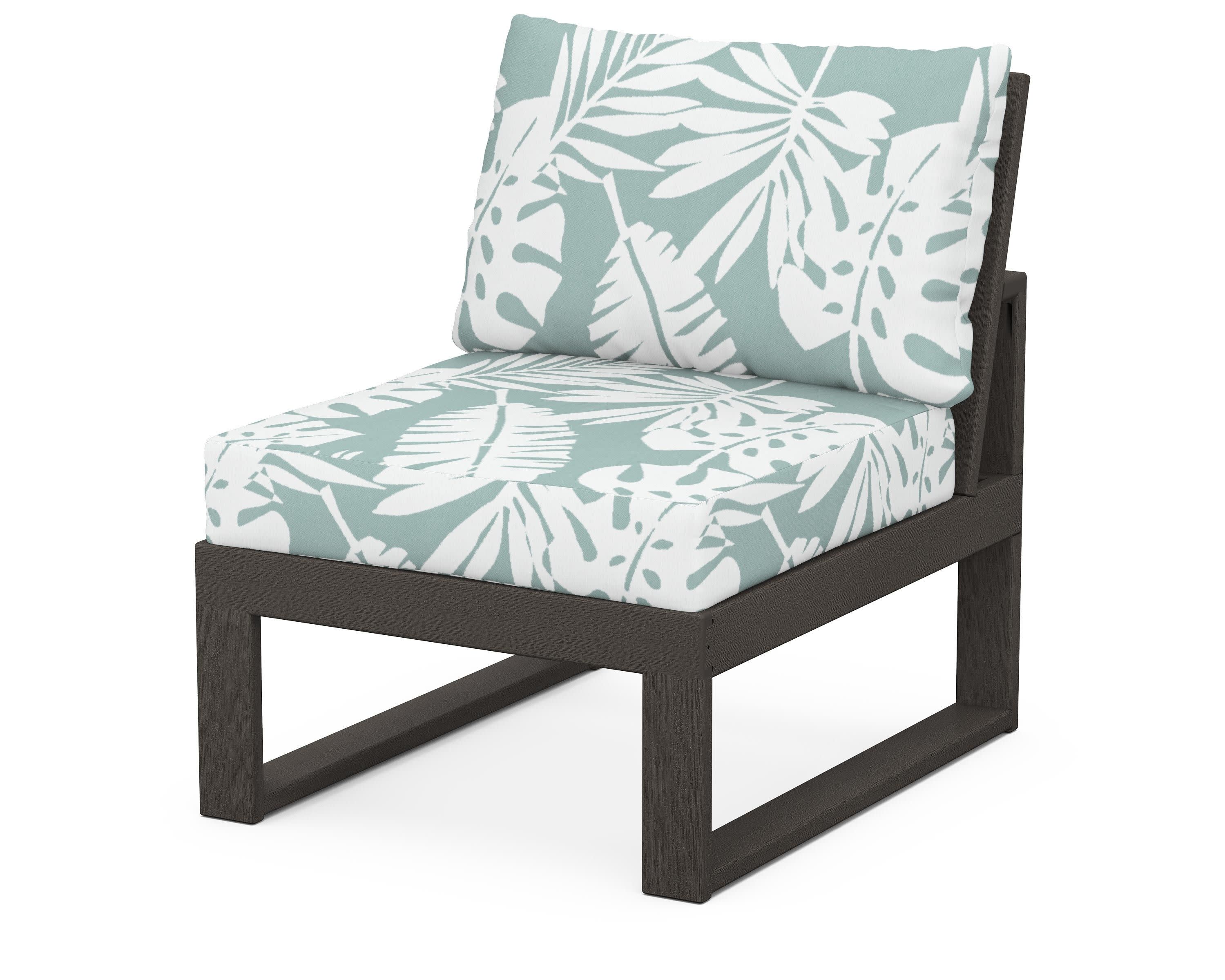 Modular Armless Chair in Vintage Coffee / Leaf Glacier Spa