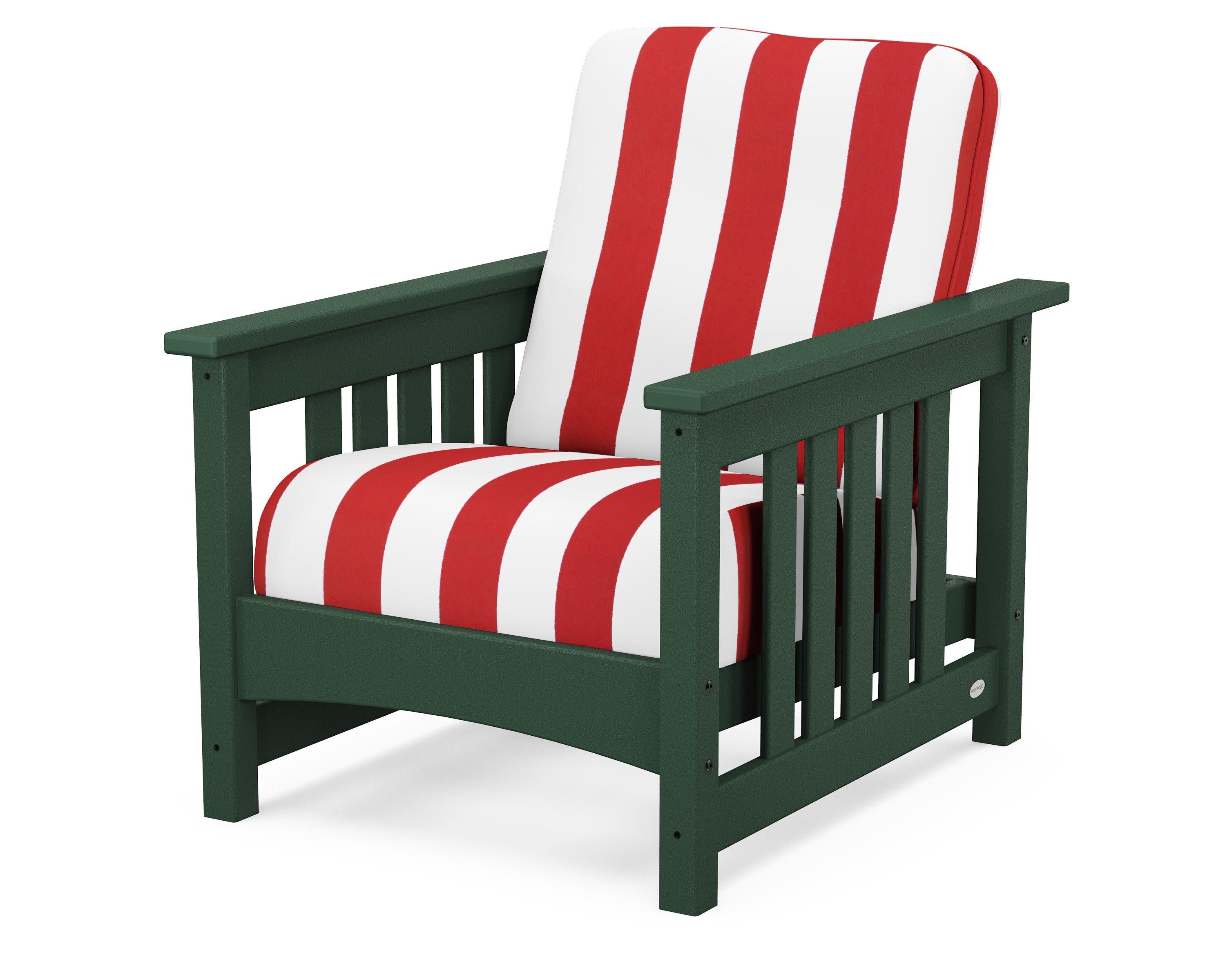 Club Mission Chair in Green / Cabana Stripe Crimson