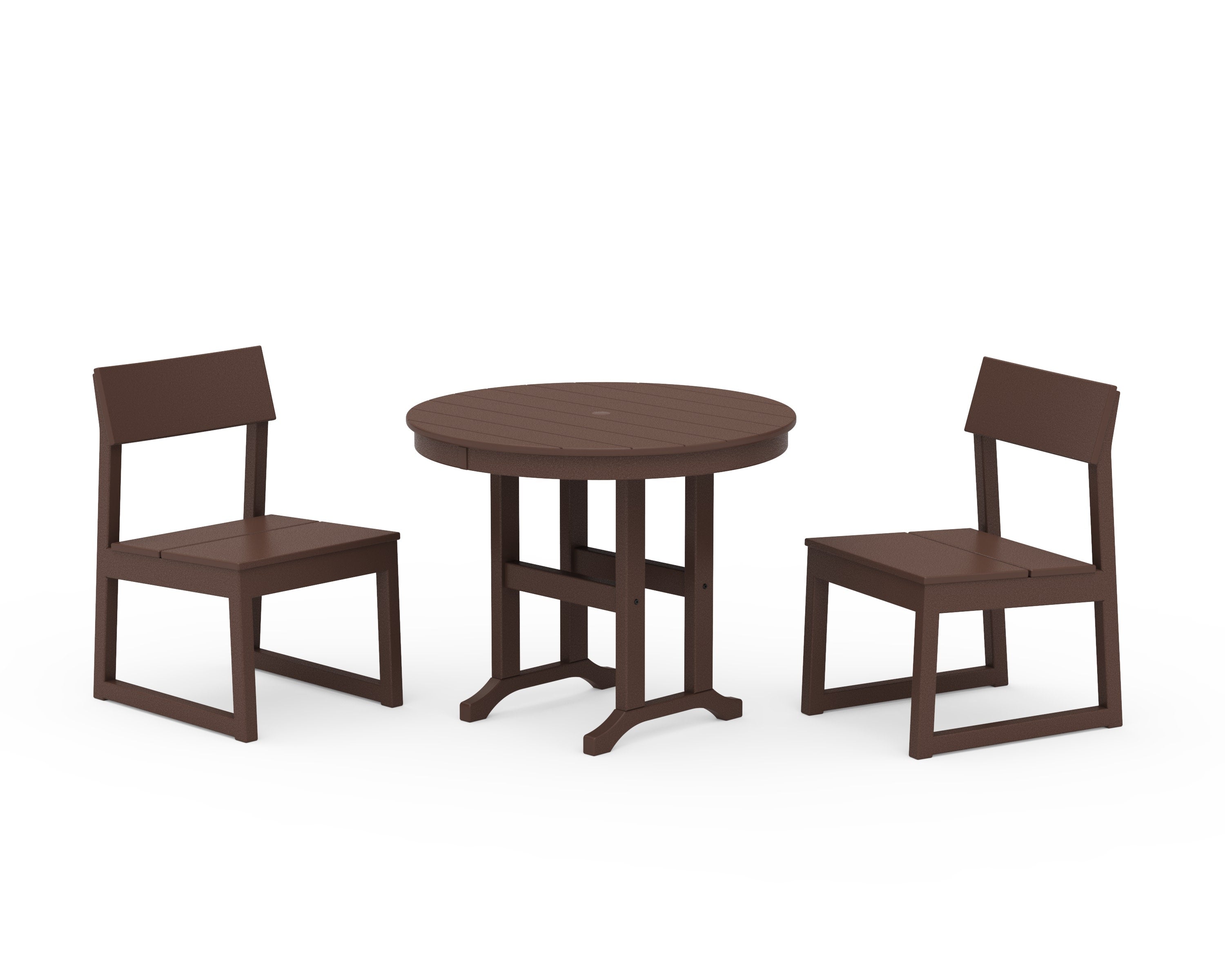 EDGE Side Chair 3-Piece Round Dining Set in Mahogany